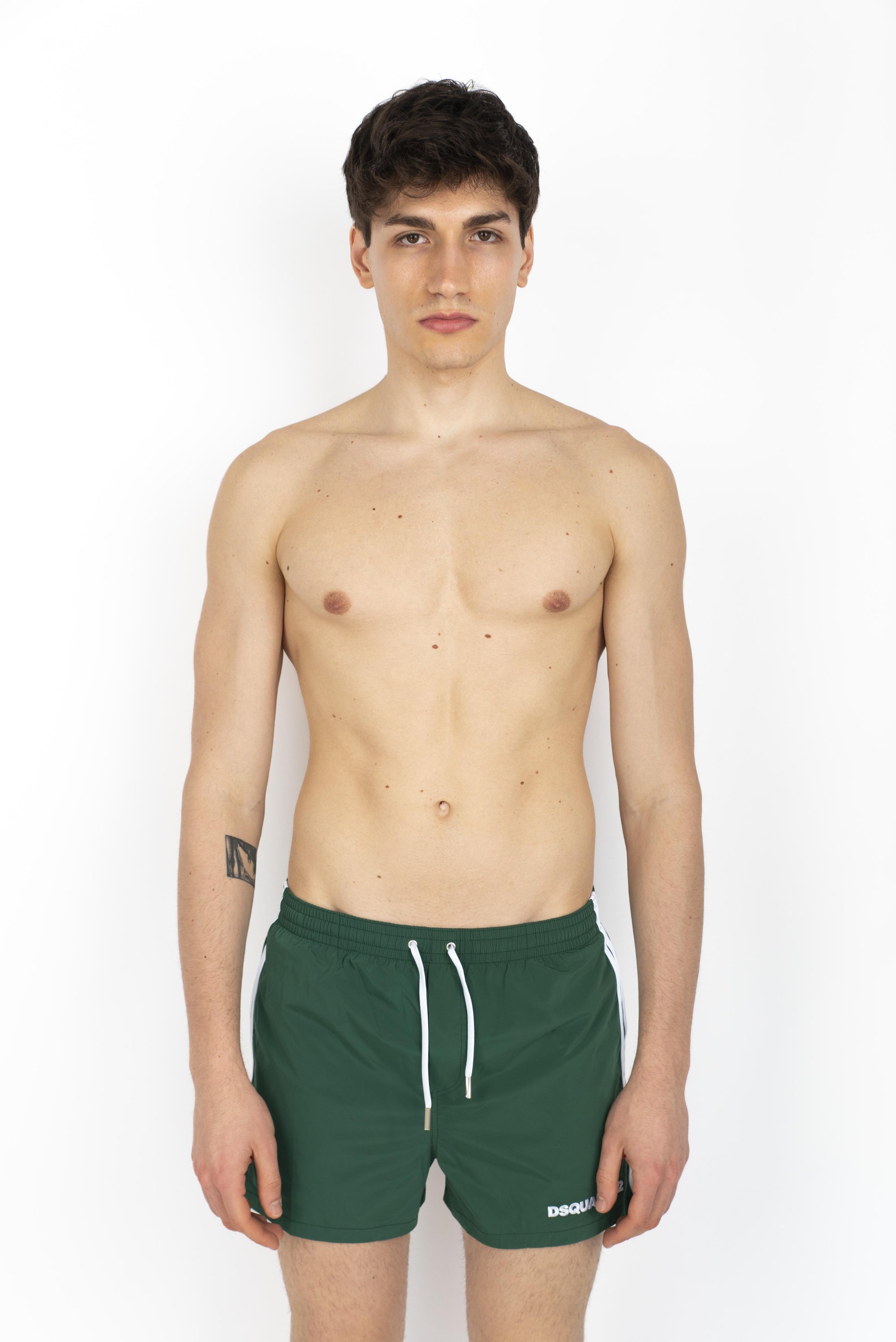 Swim boxer midi boxeur side stripe verde  D7B646140 300 DSQUARED BEACHWEAR 
