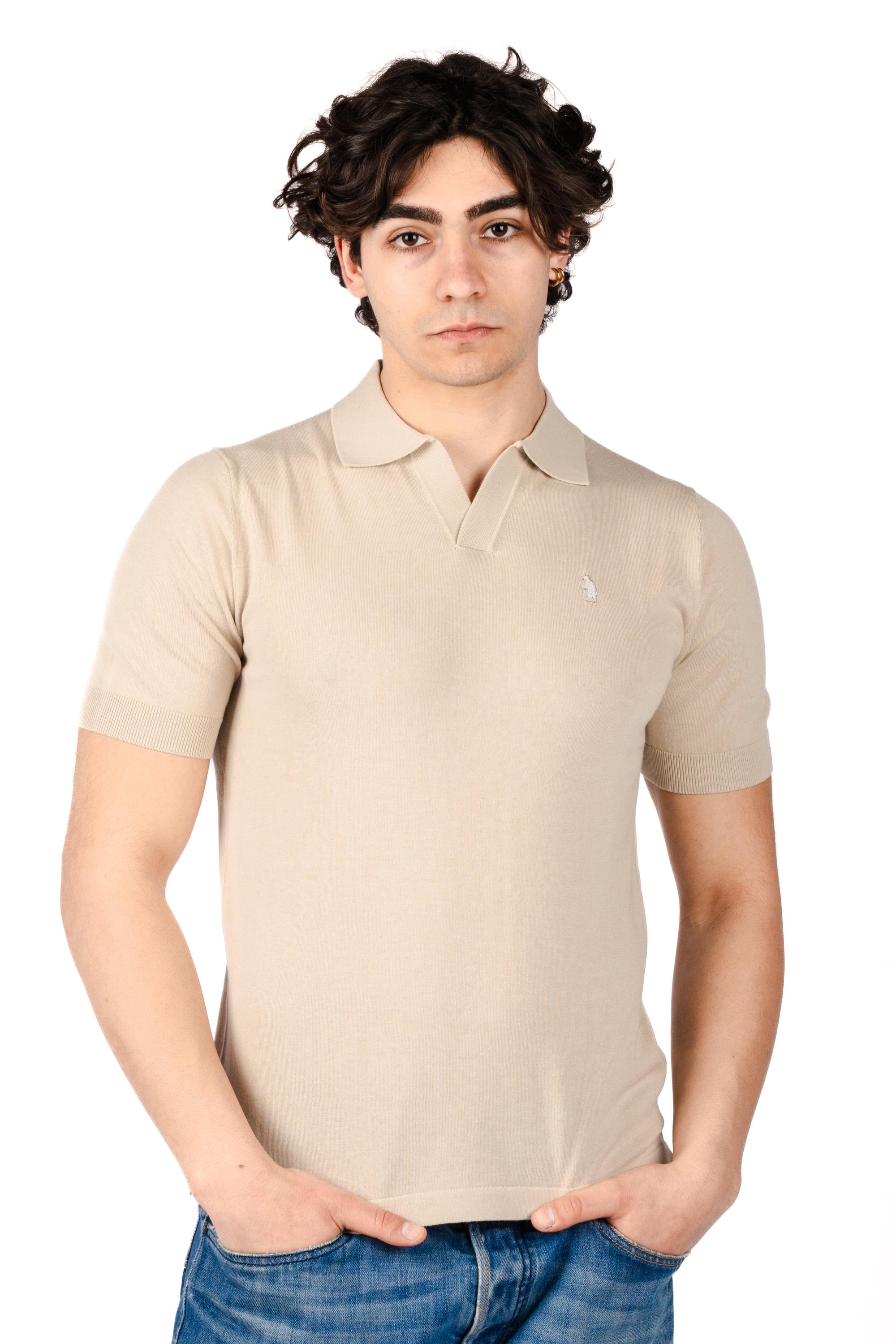 Polo knit v neck R5009M261 PANAMA REFRIGUE 