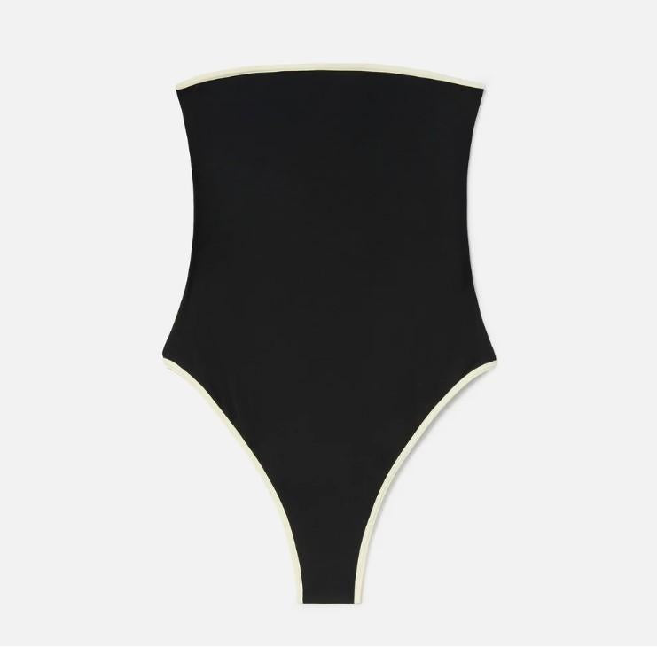 Costume intero Khyra string a fascia nero con dettagli a contrasto KHR0002 00174L MC2 SAINT BARTH 