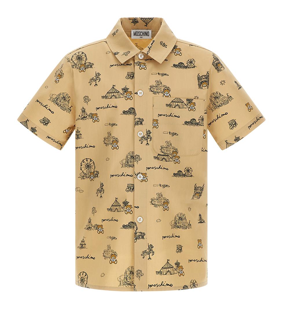 Camica con stampe all-over HMC01GLLB47 83445 MOSCHINO KID 