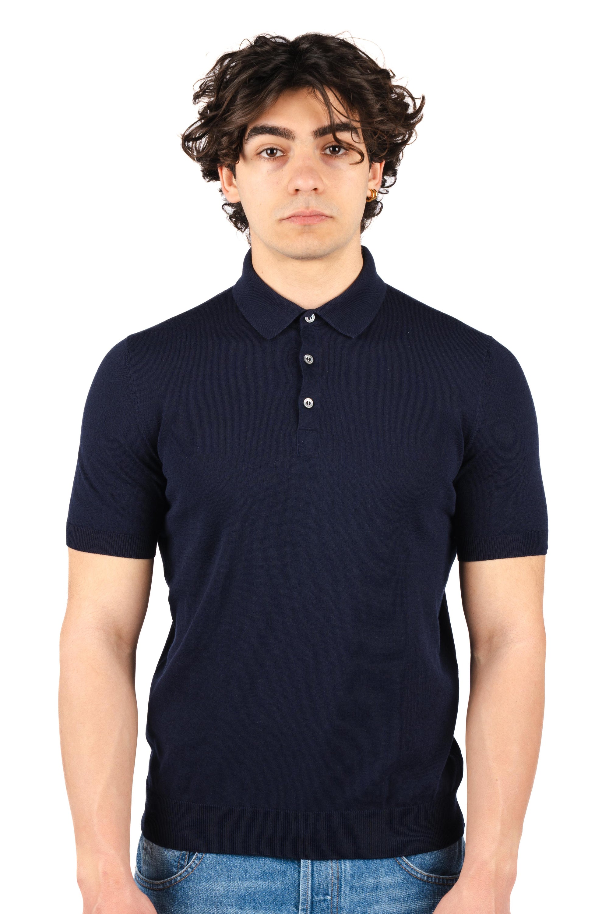 Polo in maglia fresh cotton blu navy 57119/20615 598 GRAN SASSO 
