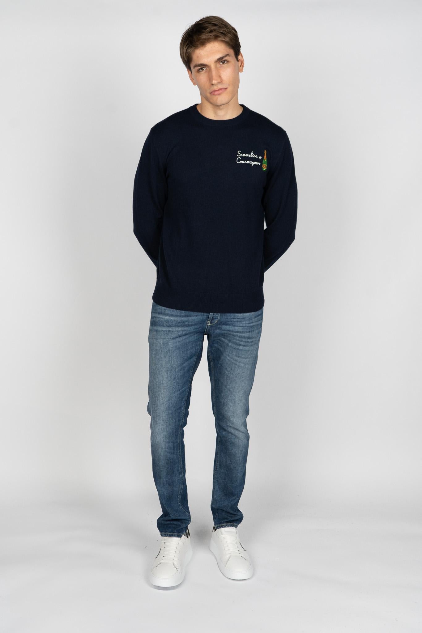 Maglione a girocollo Heron Light con ricamo Sommelier a Courmayeur HER0024 03502I MC2 SAINT BARTH 