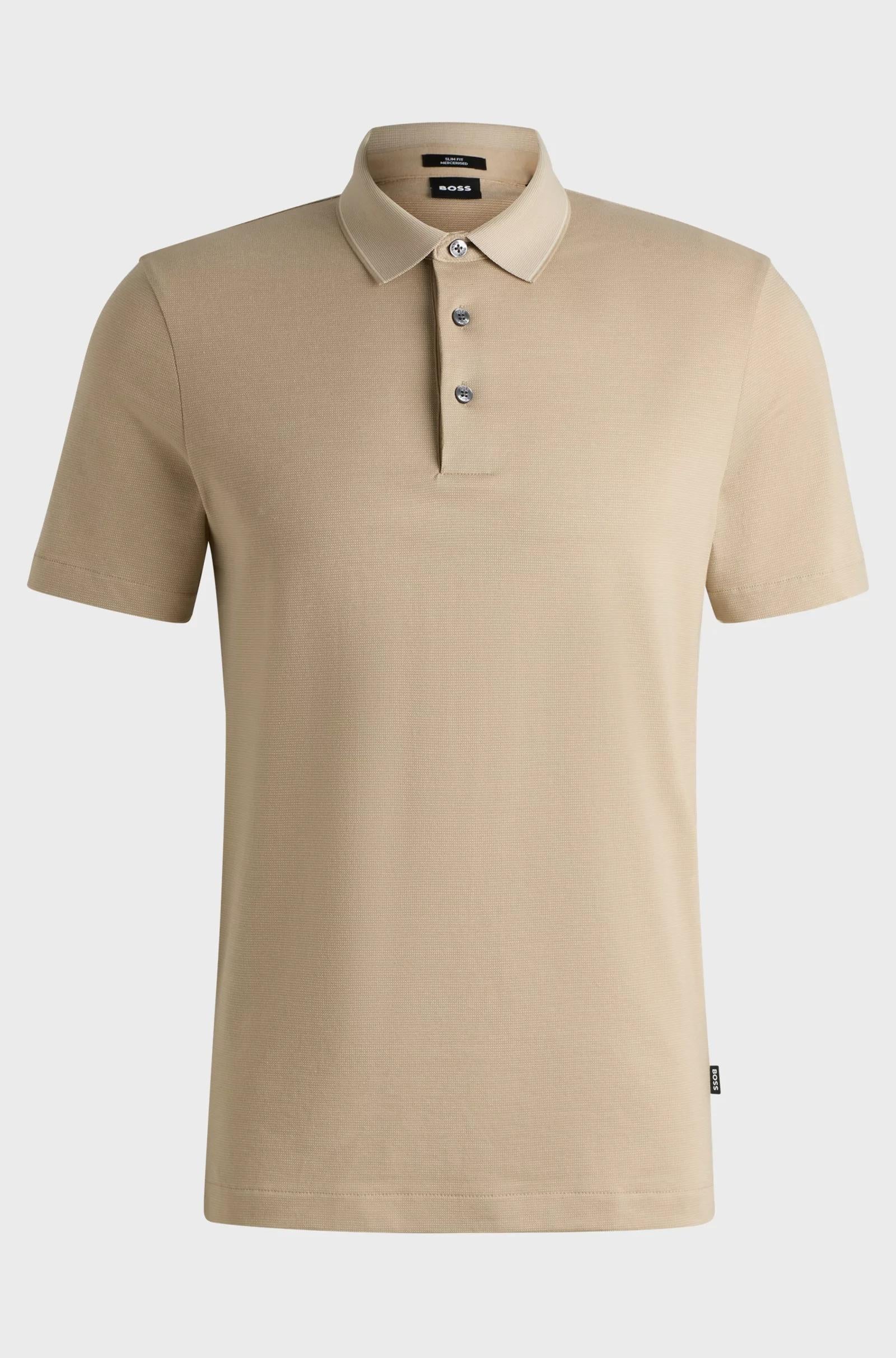 Polo slim fit in cotone lavorato con colletto a contrasto 50536853 275 BOSS 