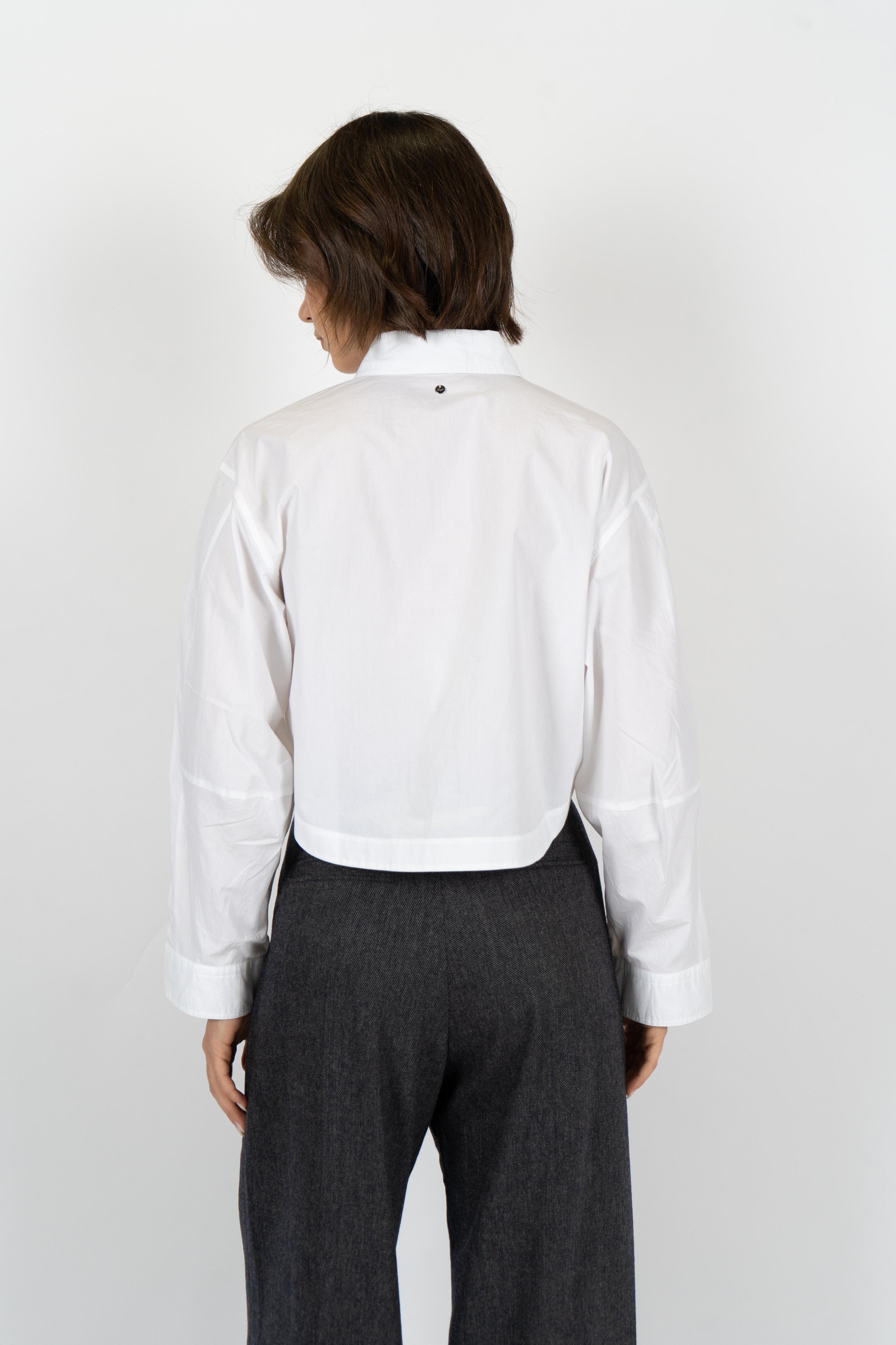 Camicetta tagliata in popelina di cotone 50548402 100 BOSS 