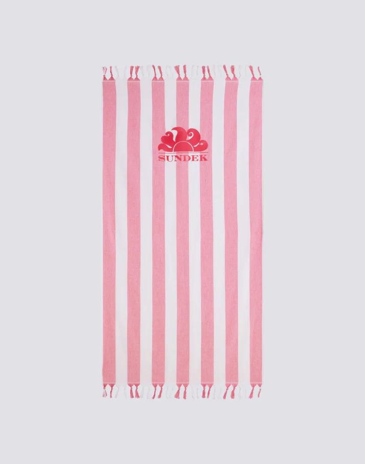 Telo mare Fouta jacquard rigato rosa AM321ATC1000 A7001 SUNDEK 