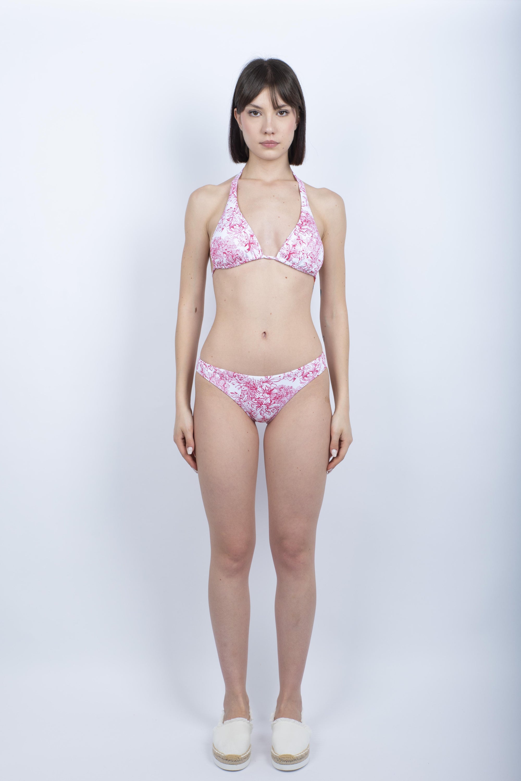 Bikini Hila Leni a triangolo americano e culotte con stampa Fleur de Joie pitaya W376KTLW613KBL A70FJ SUNDEK 