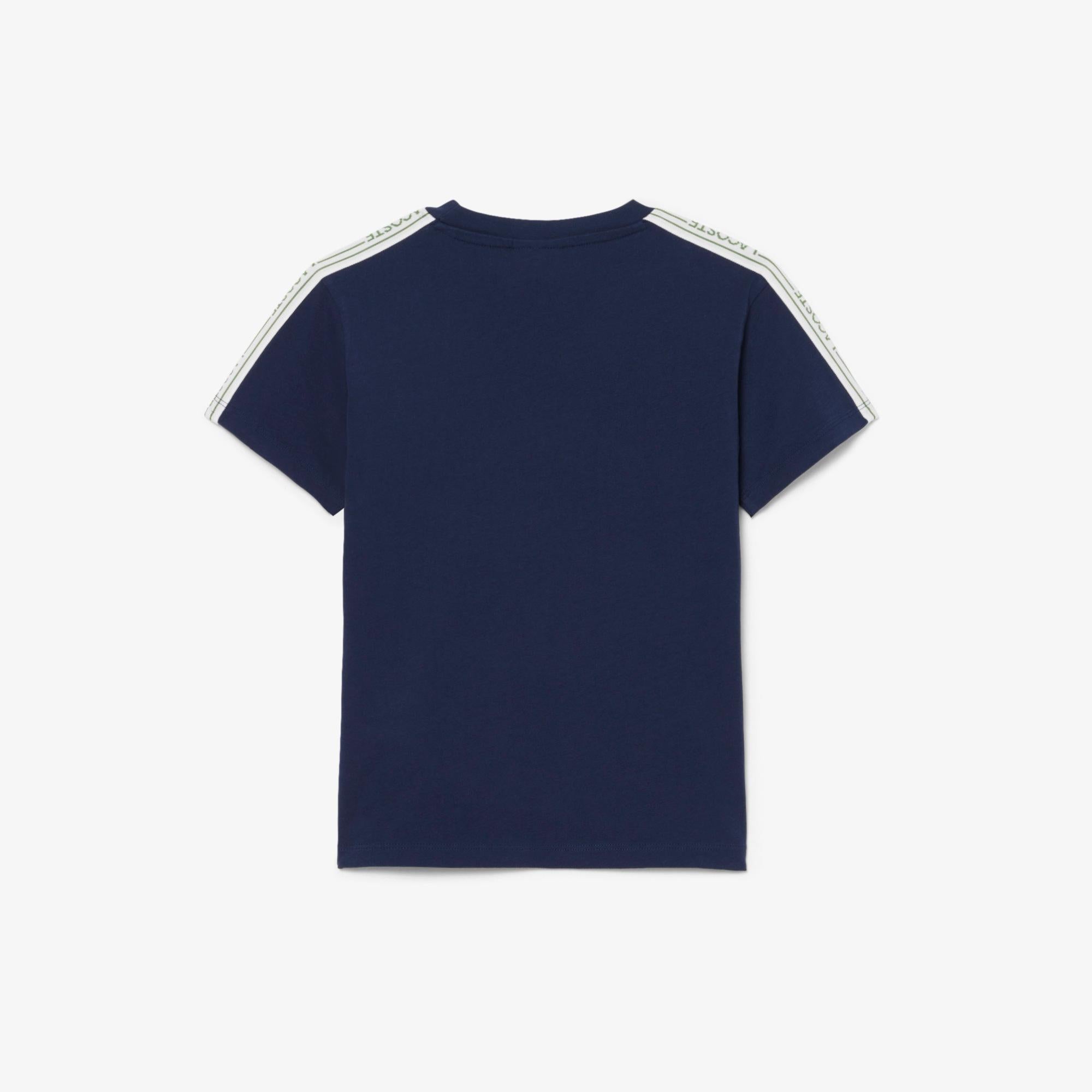 T-shirt in cotone con striscia e logo 947575 UGW LACOSTE 