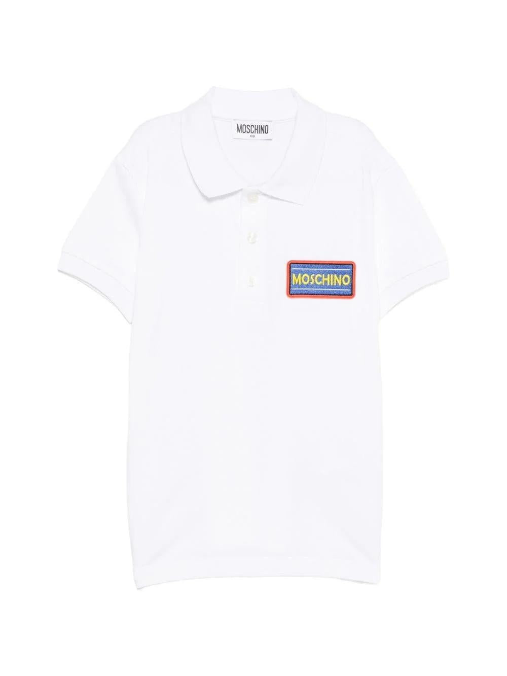 T-shirt con colletto stile polo HTM03YLFA09 10101 MOSCHINO KID 