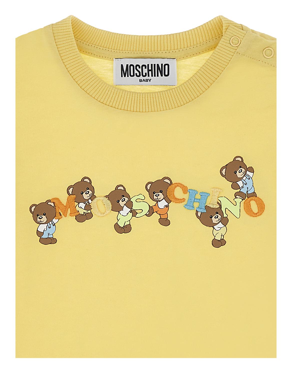 T-shirt con stampa Teddy Bear e  logo ricamato MUM047LAA02 51082 MOSCHINO BABY 