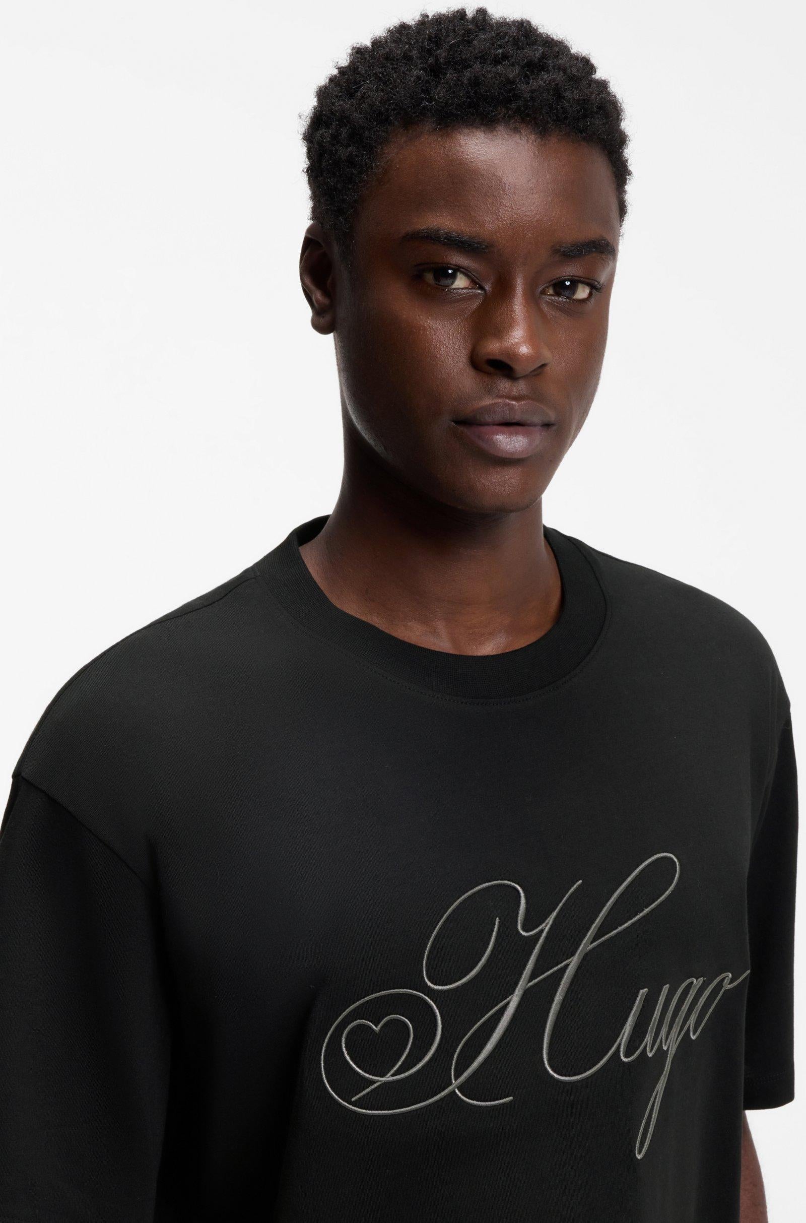T-shirt in jersey di cotone con logo ricamato 50557058 001 HUGO 