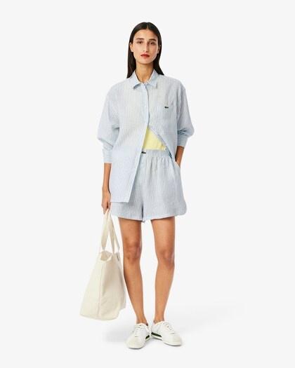 Camicia oversize in lino a righe CF0054 E7B LACOSTE 