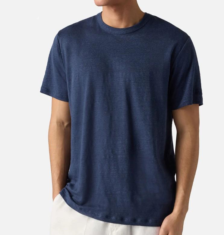T-shirt Ecstasea in puro lino blu con logo ricamato ECS0003 00119L MC2 SAINT BARTH 