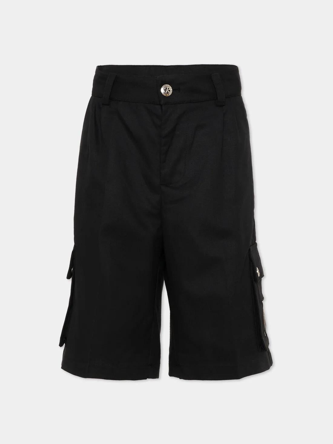 Shorts nero cargo per bambino con logo RBP26046BE BLACK RICHMOND 