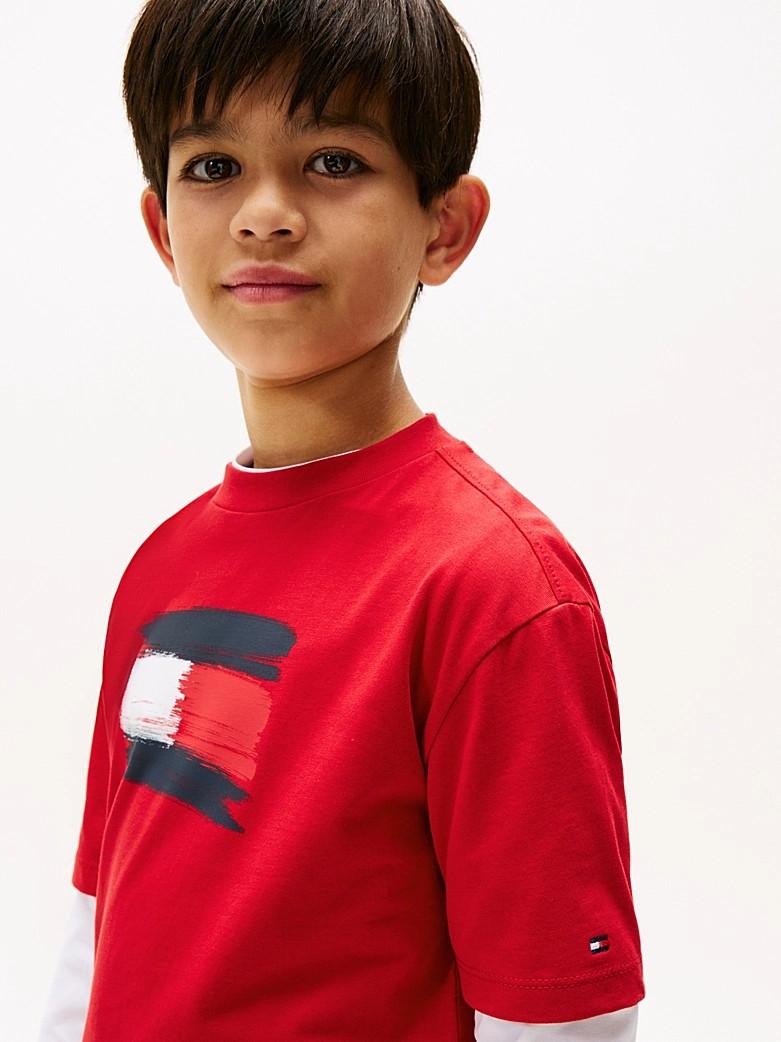 T-shirt in puro cotone con bandiera KB0KB10111T XLD TOMMY HILFIGER 