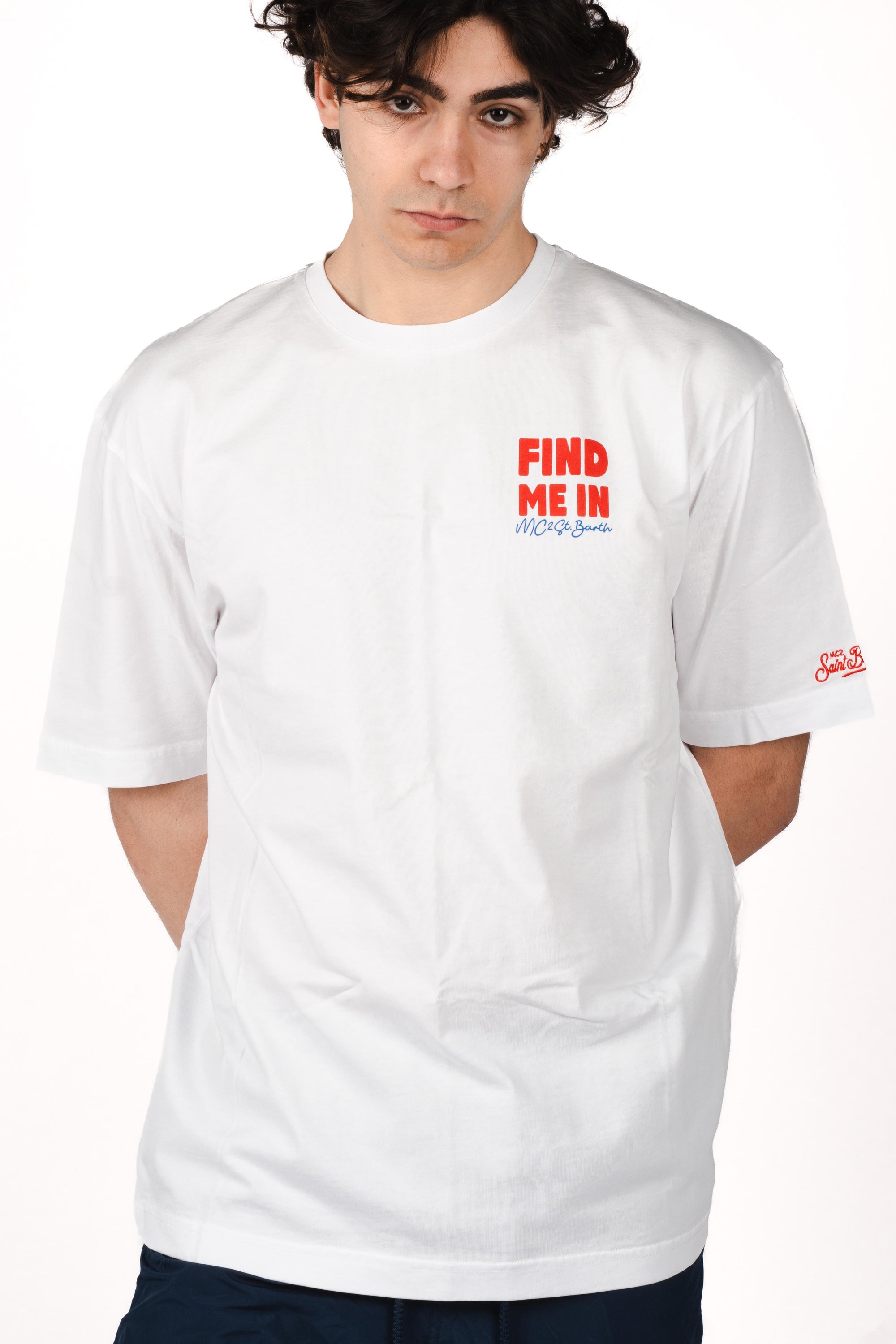 T-shirt Delmar con stampa Find Me On Vacation e maxi grafica sul retro DLR0001 08058L MC2 SAINT BARTH 