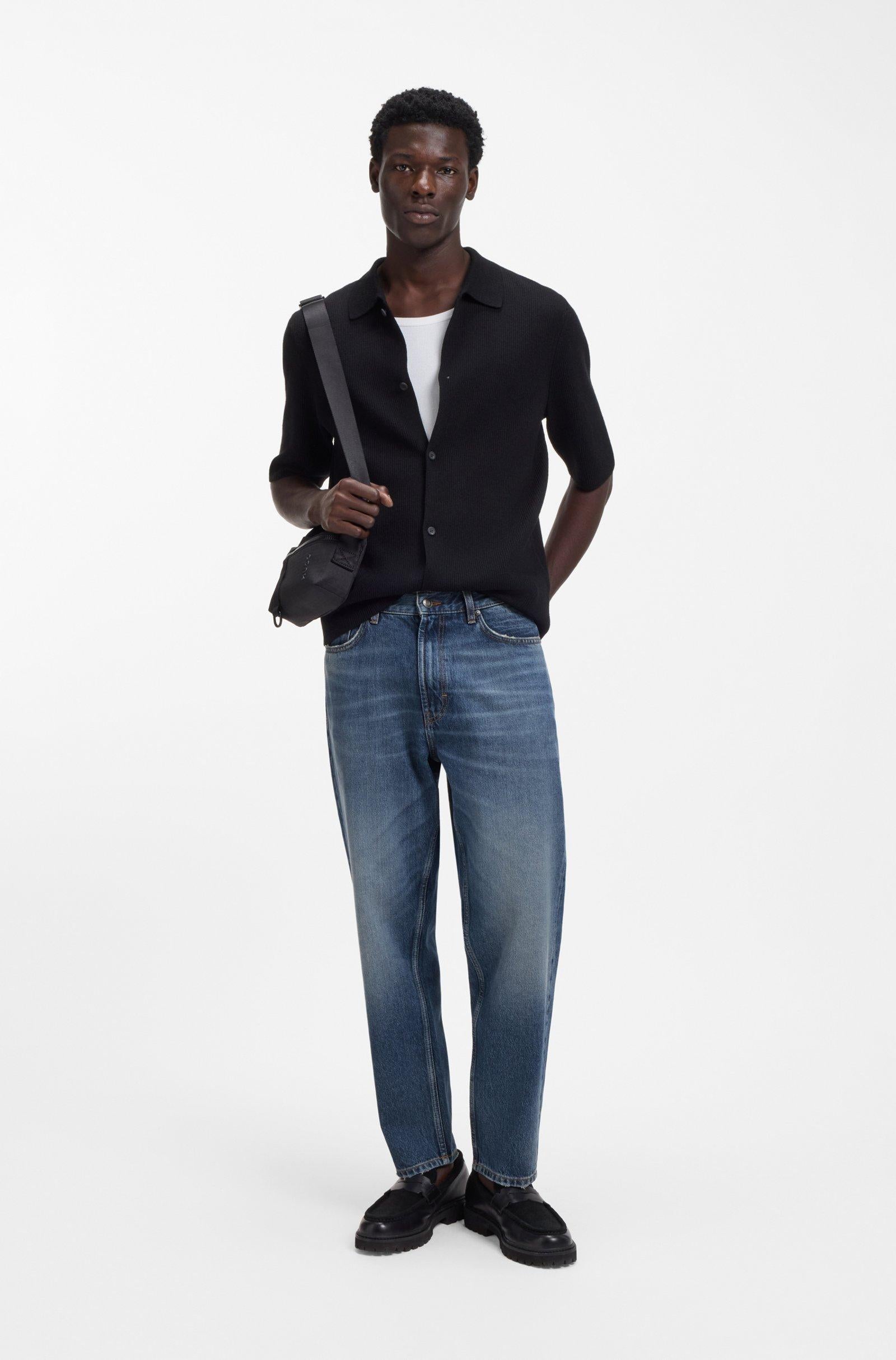 Jeans relaxed fit in denim di cotone egiziano blu 50556640 415 HUGO 