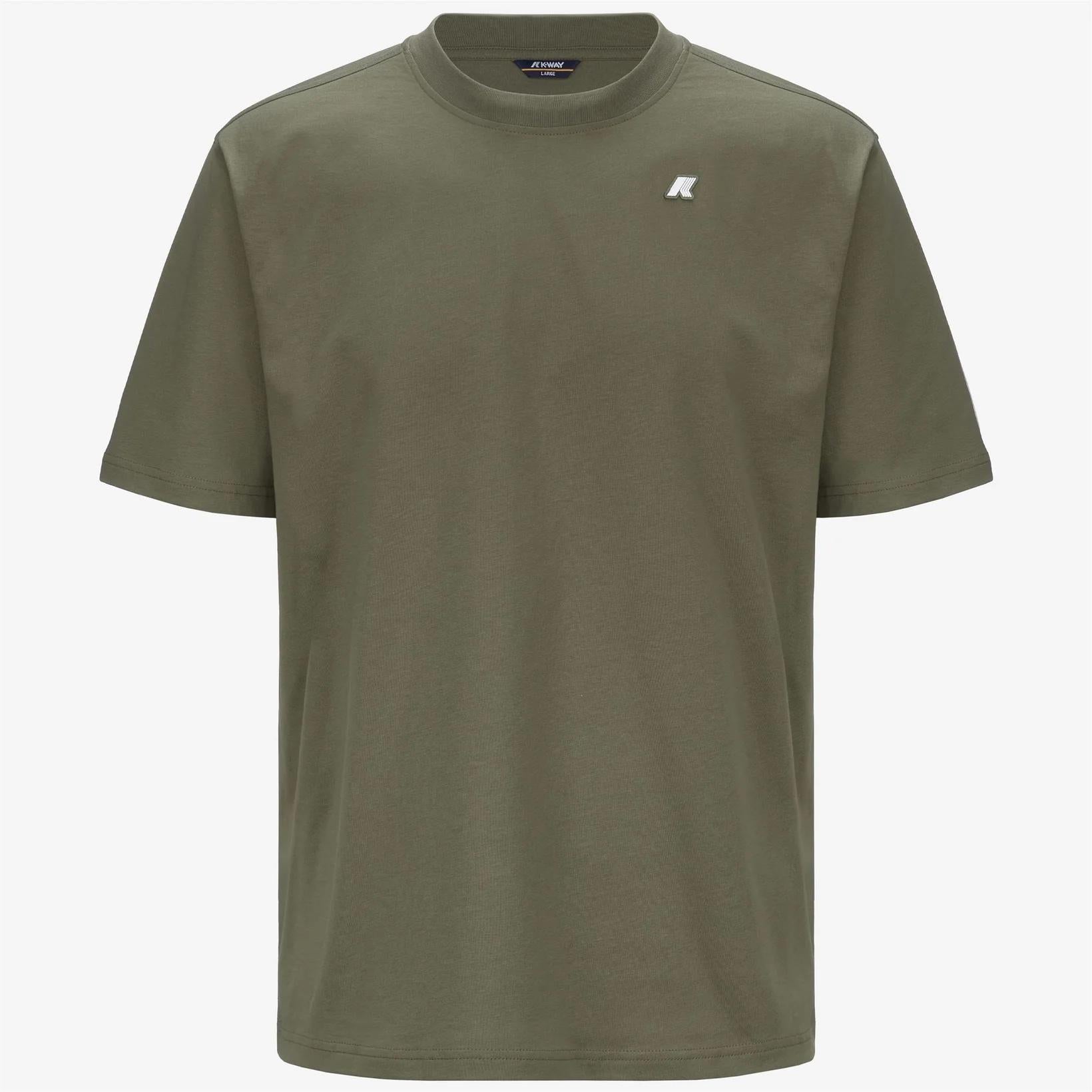 T-shirt casual da uomo in cotone verde militare K3136CW V15 K-WAY 