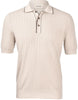 Beige organic cotton ribbed knit polo shirt