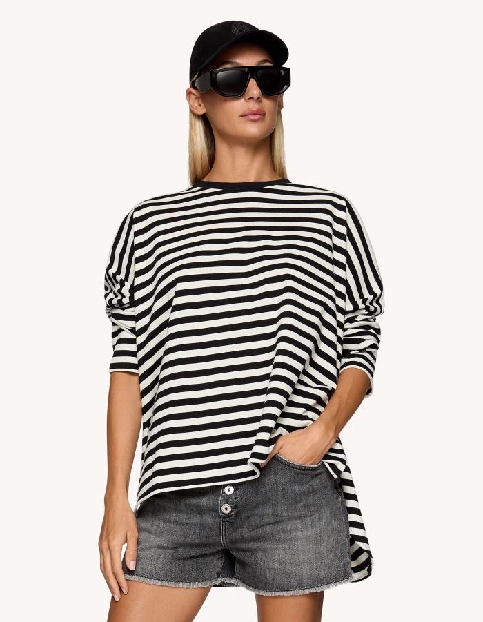 T-shirt girocollo over DS025JF0353DXXX 107 DONDUP 