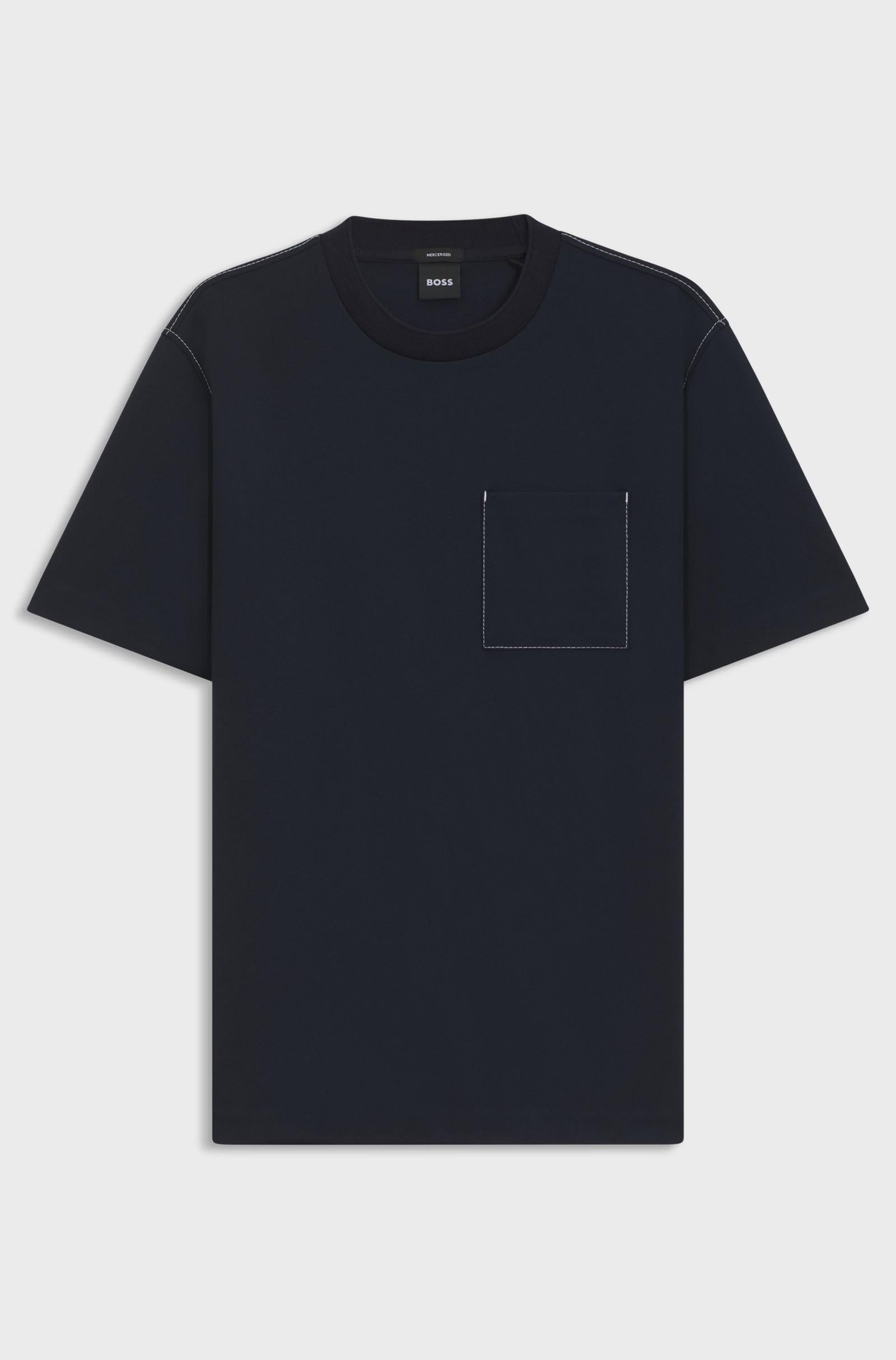 T-shirt in misto cotone con tasca 50543405 404 BOSS 