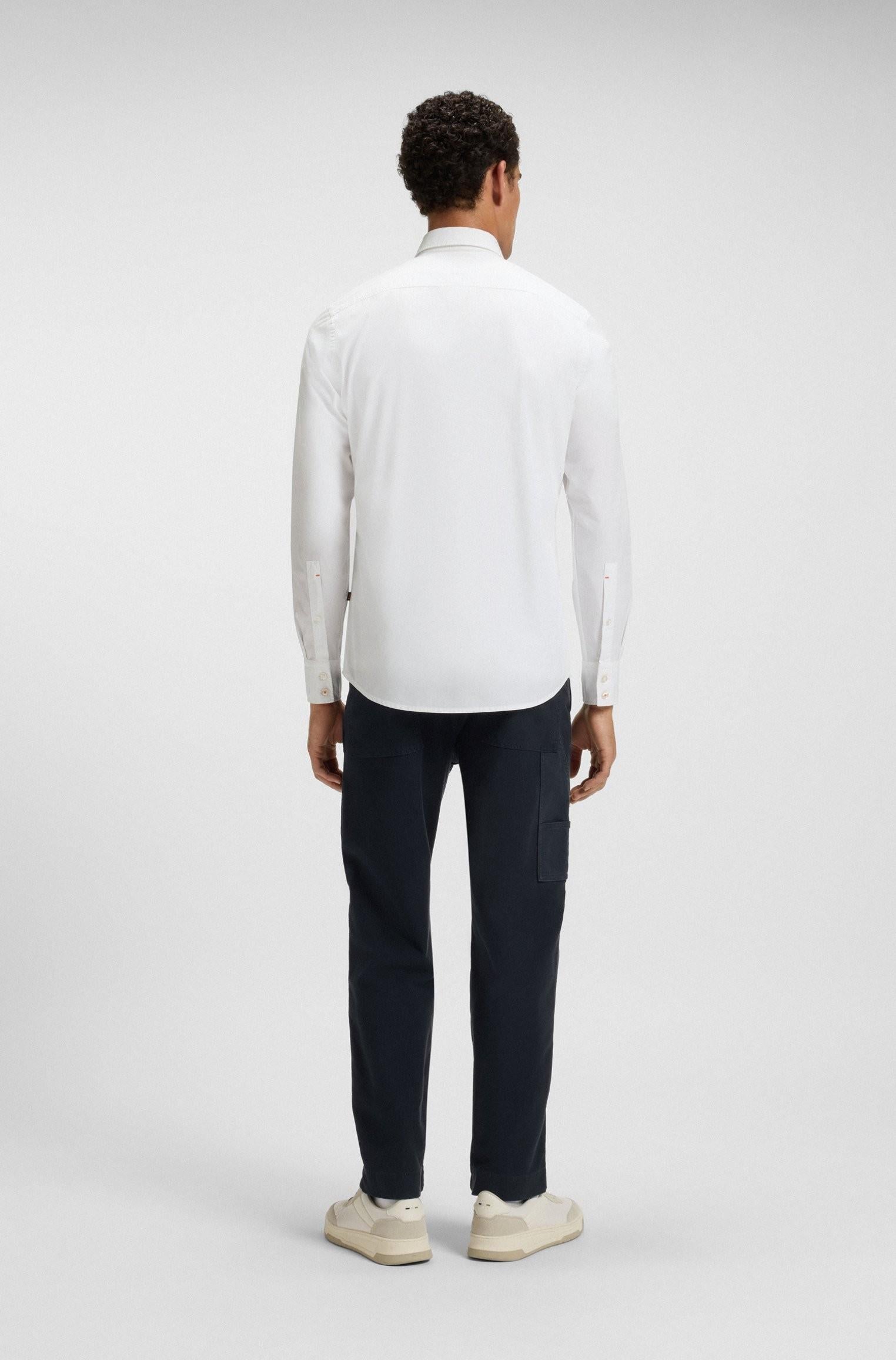 Pantaloni straight fit in twill di cotone elasticizzato 50542911 404 BOSS 