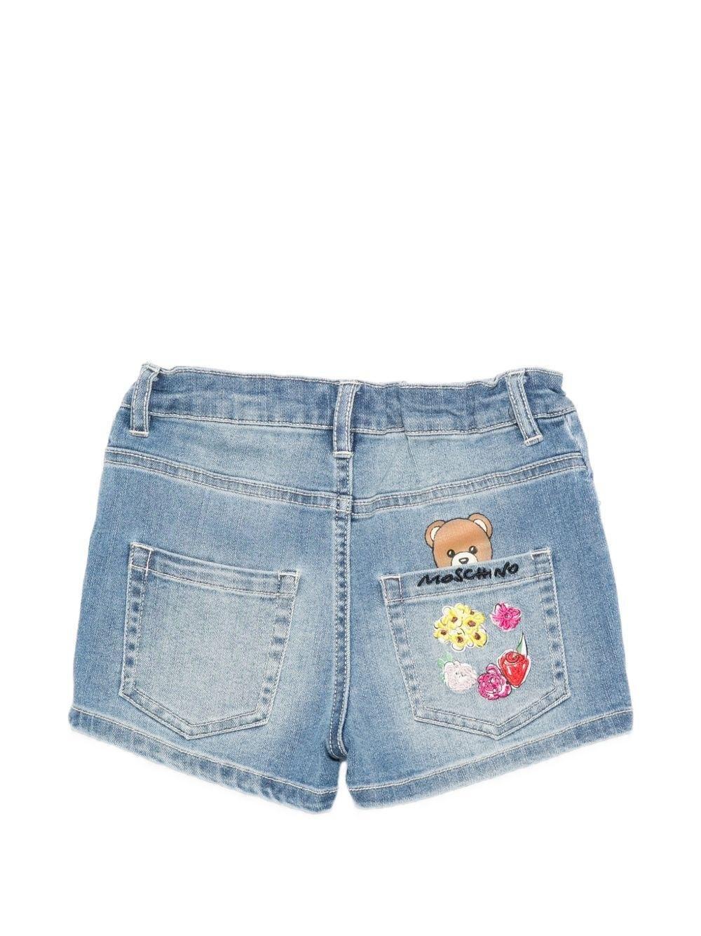 Shorts in denim con stampa grafica sul retro HDQ01XLXE62 40386 MOSCHINO KID 