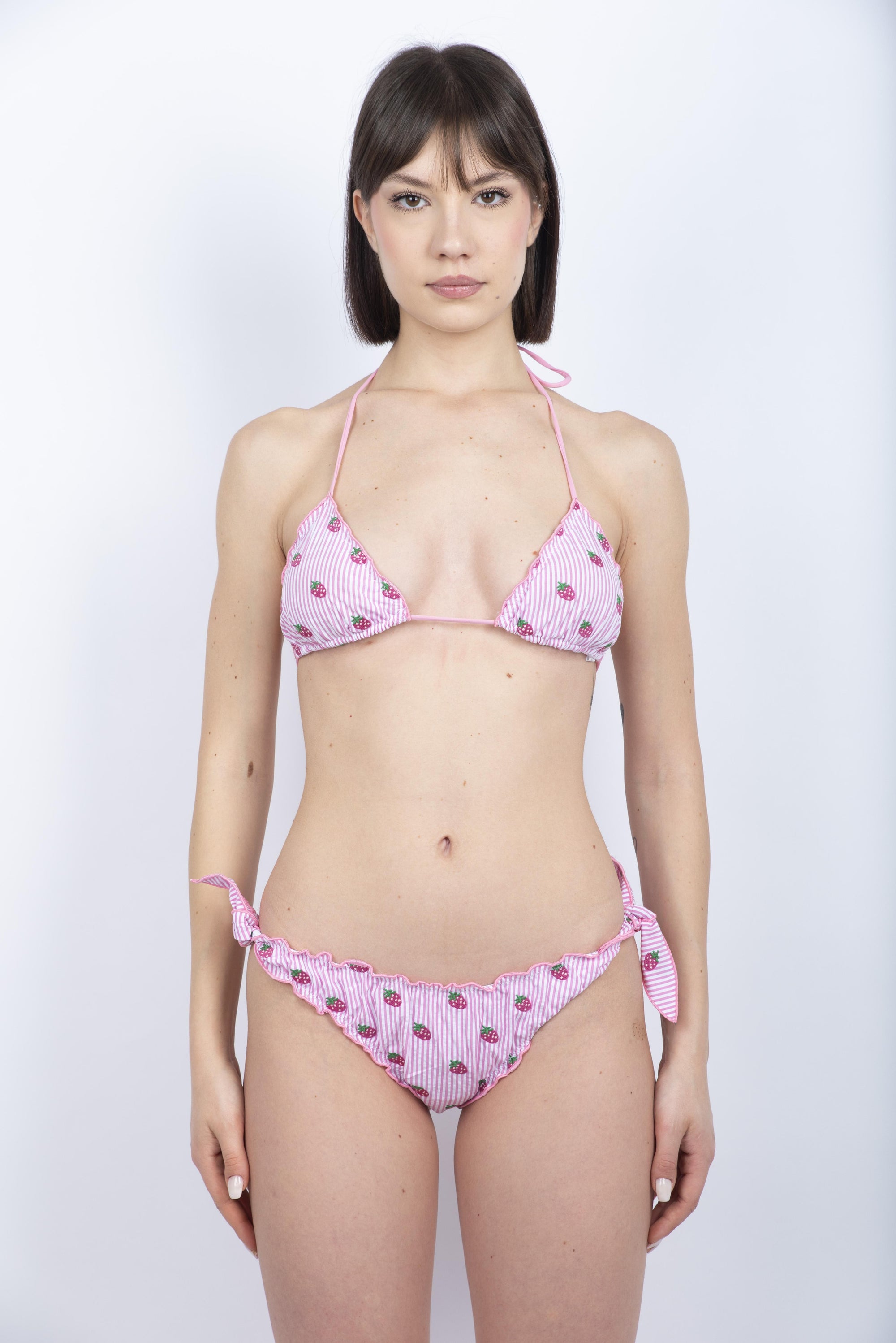 Bikini classico a triangolo Sagittarius Miami rosa con fragole SAG0004MOO0004 01430H MC2 SAINT BARTH 