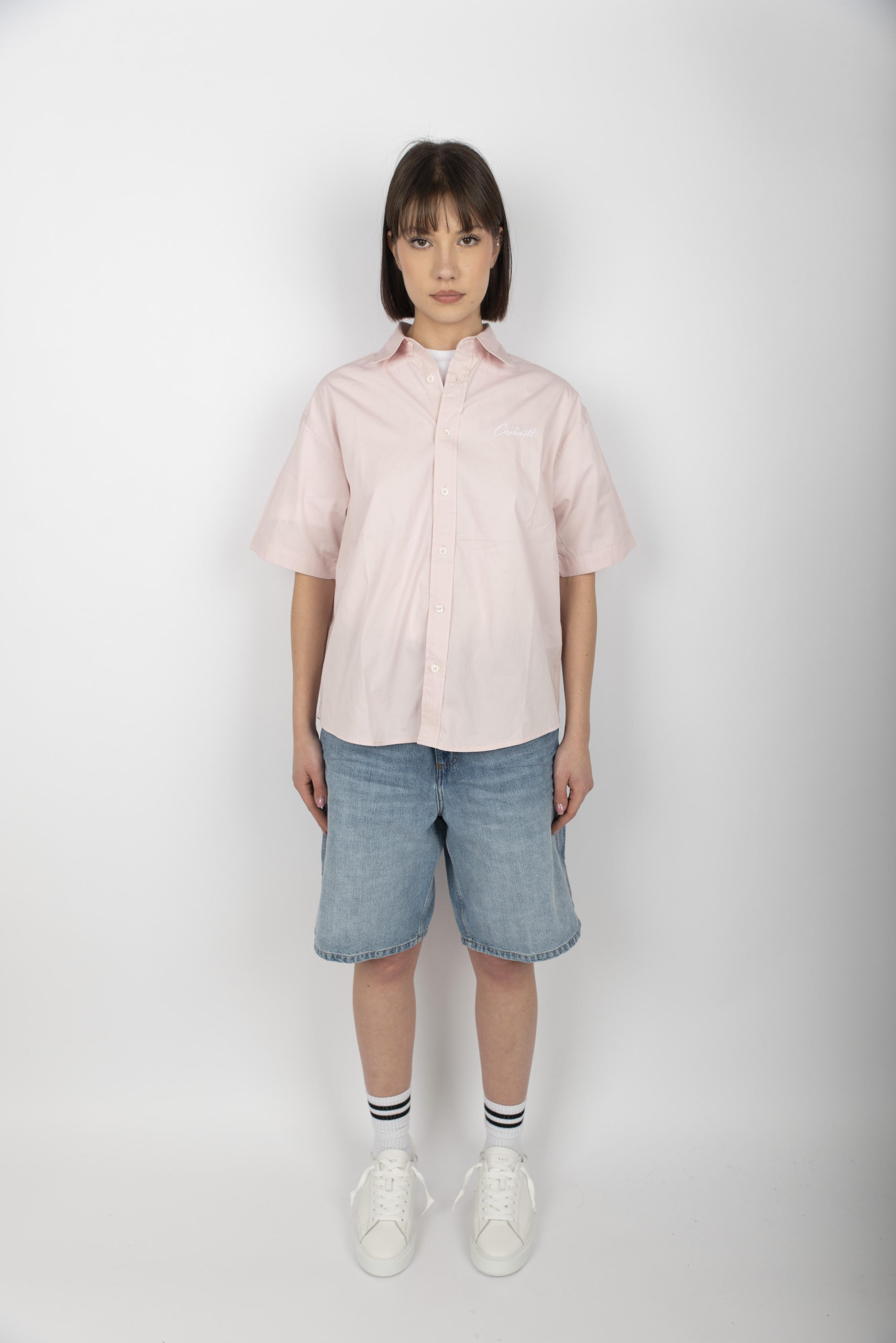 Camicia Women's S/S Jaxon Shirt air pink white  I033080 2QDXX CARHARTT WIP 