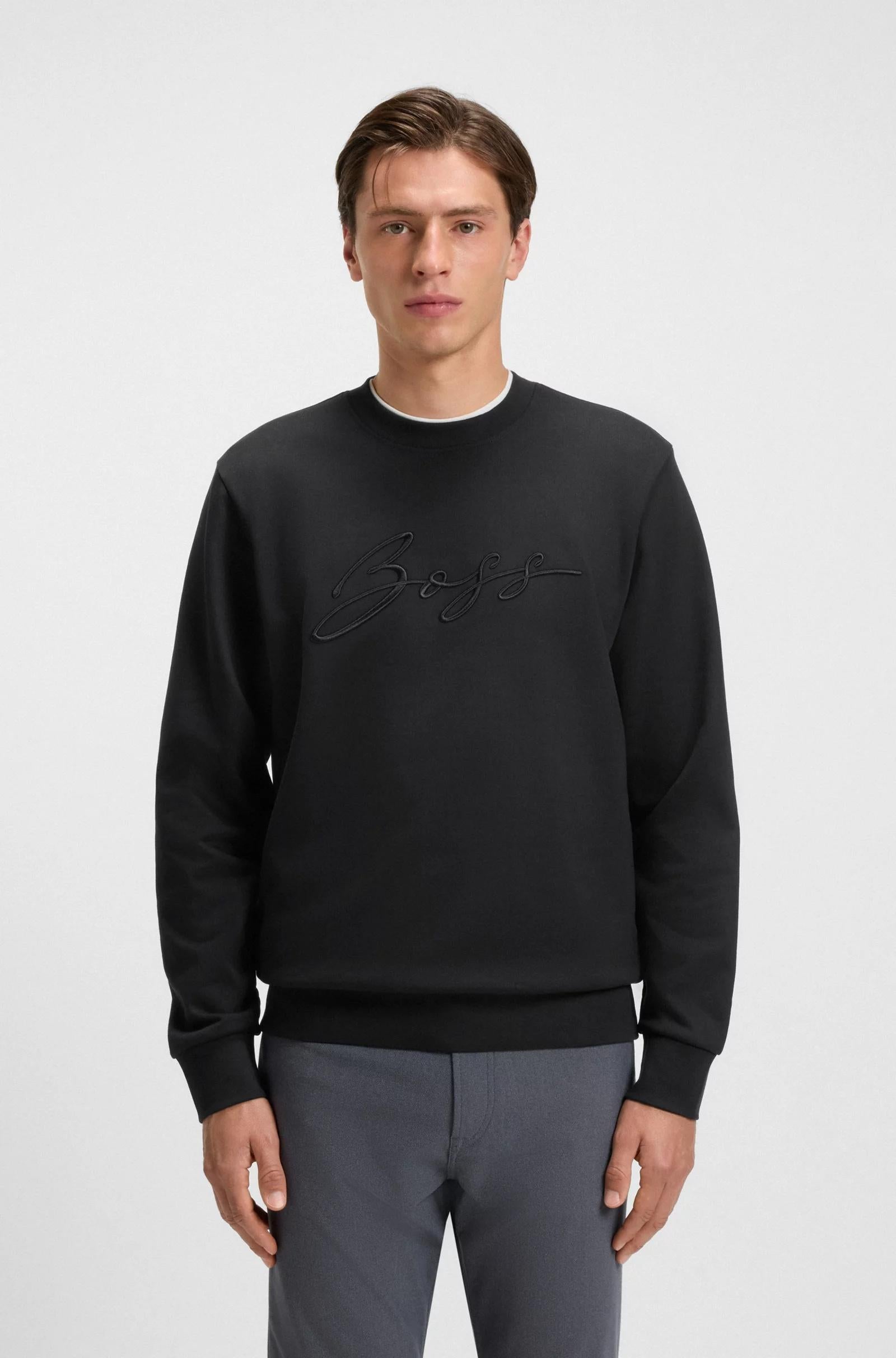 Felpa relaxed fit in spugna di cotone con logo script 50531310 001 BOSS 