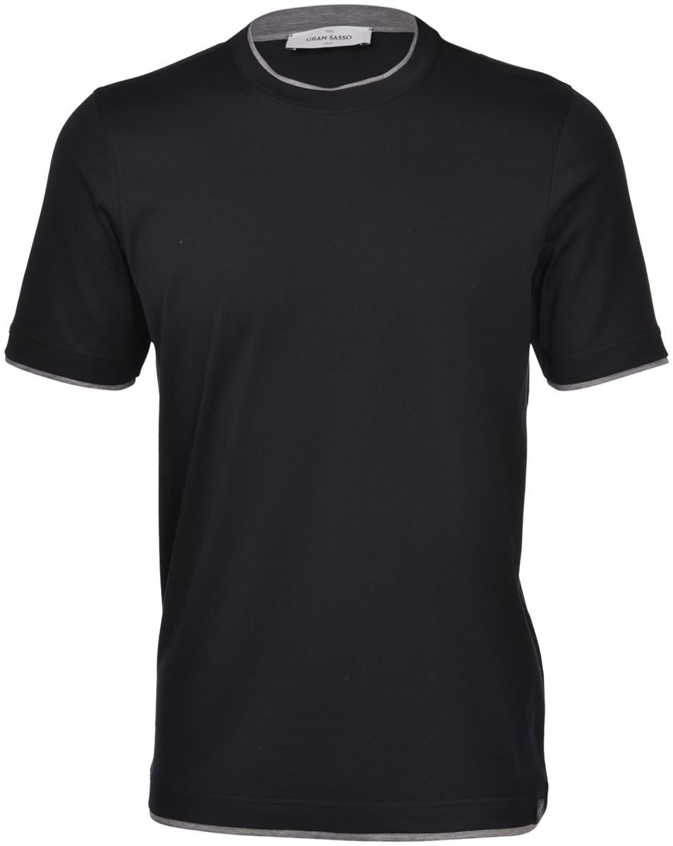 T-shirt con profili nero 60123/73710 099 GRAN SASSO 
