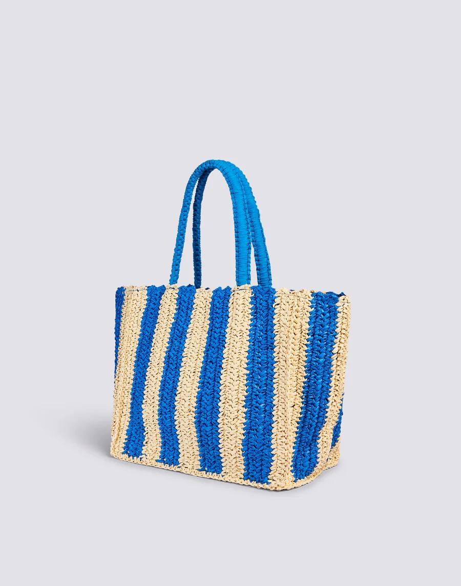 Chou borsa in paper straw con logo blu AW741ABPA100 00100 SUNDEK 