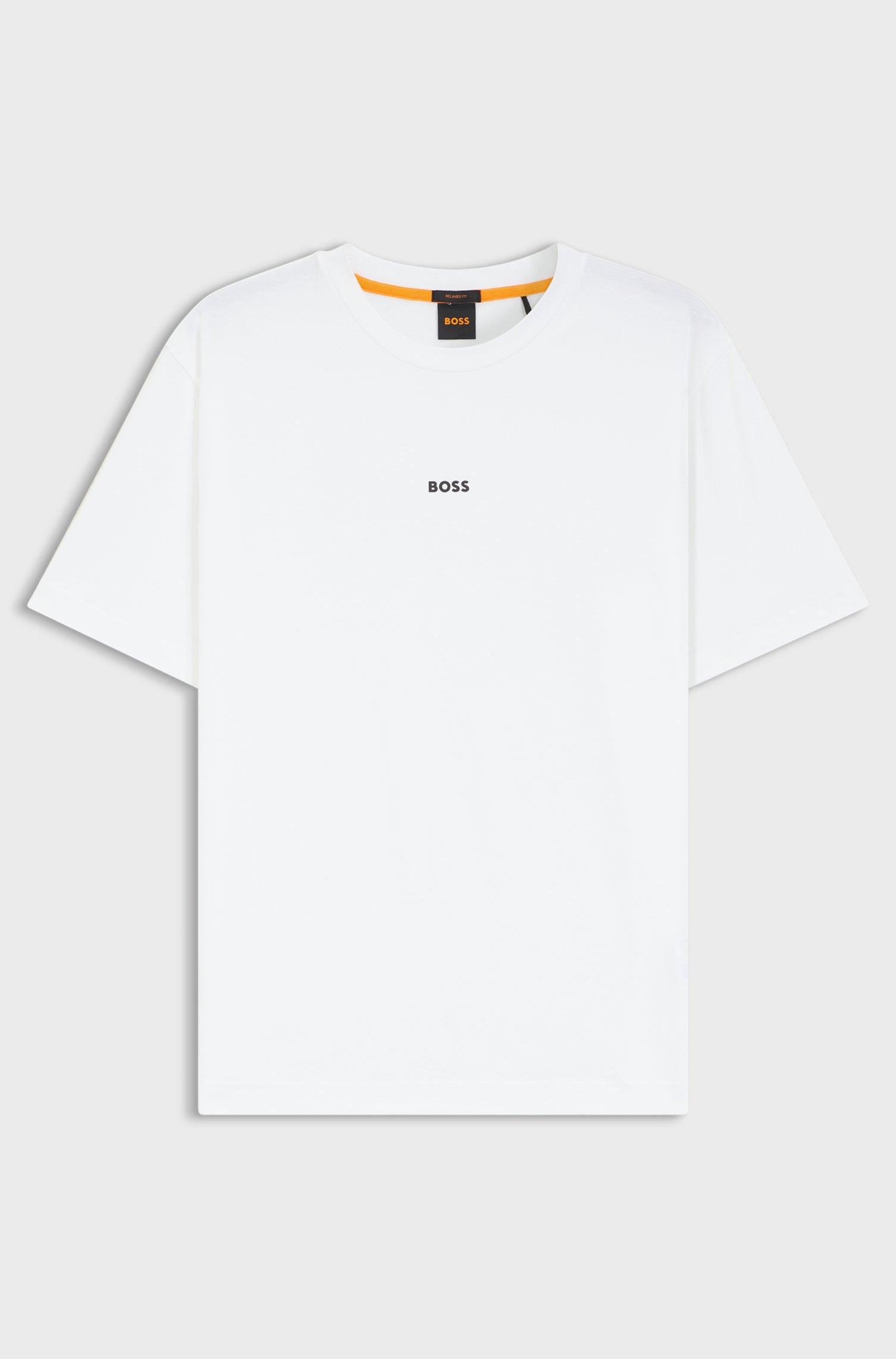 T-shirt relaxed fit in cotone elasticizzato con logo stampato 50473278 100 BOSS 