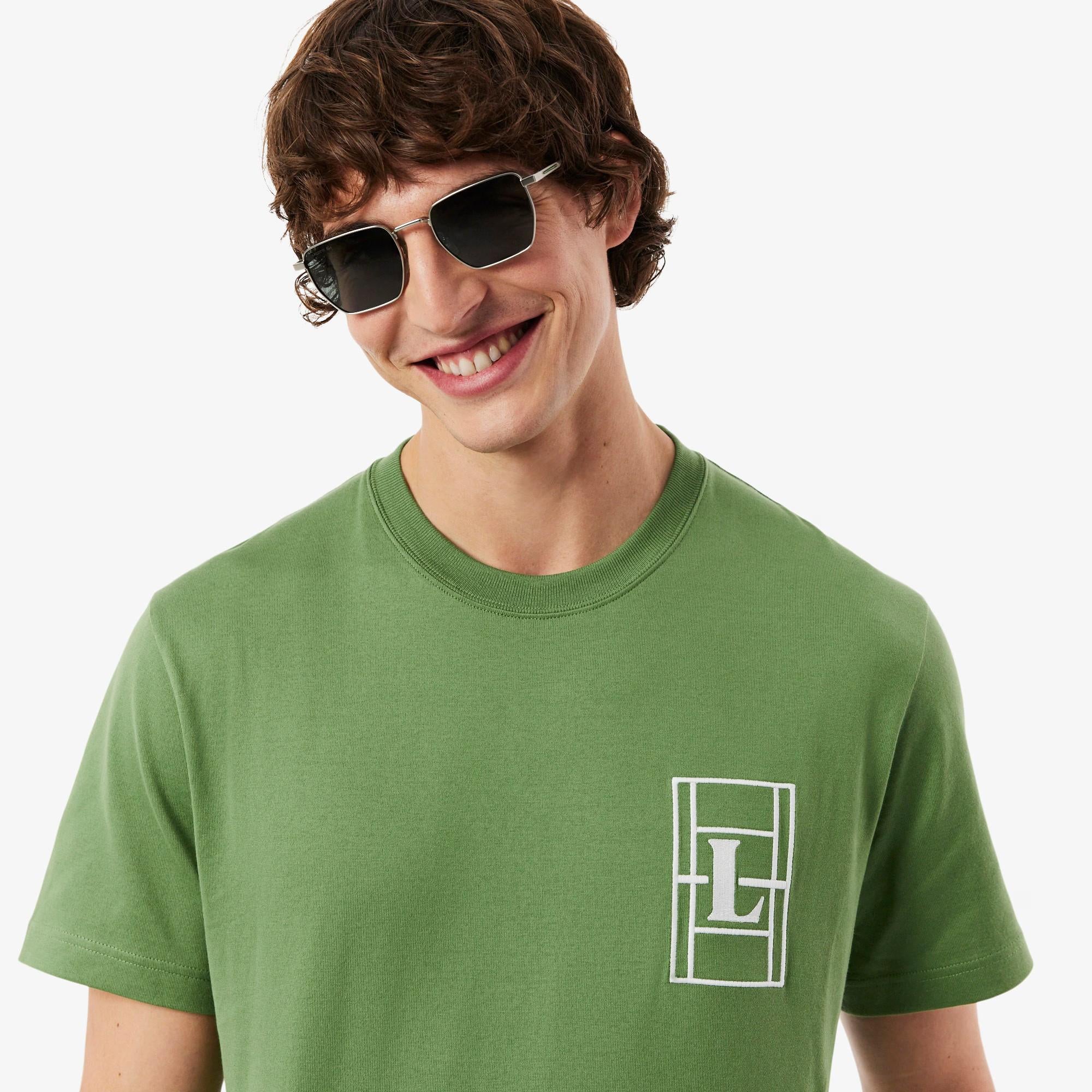 T-shirt in jersey pesante ricamato TH1716 02M LACOSTE 