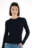 Cable knit crew neck jumper