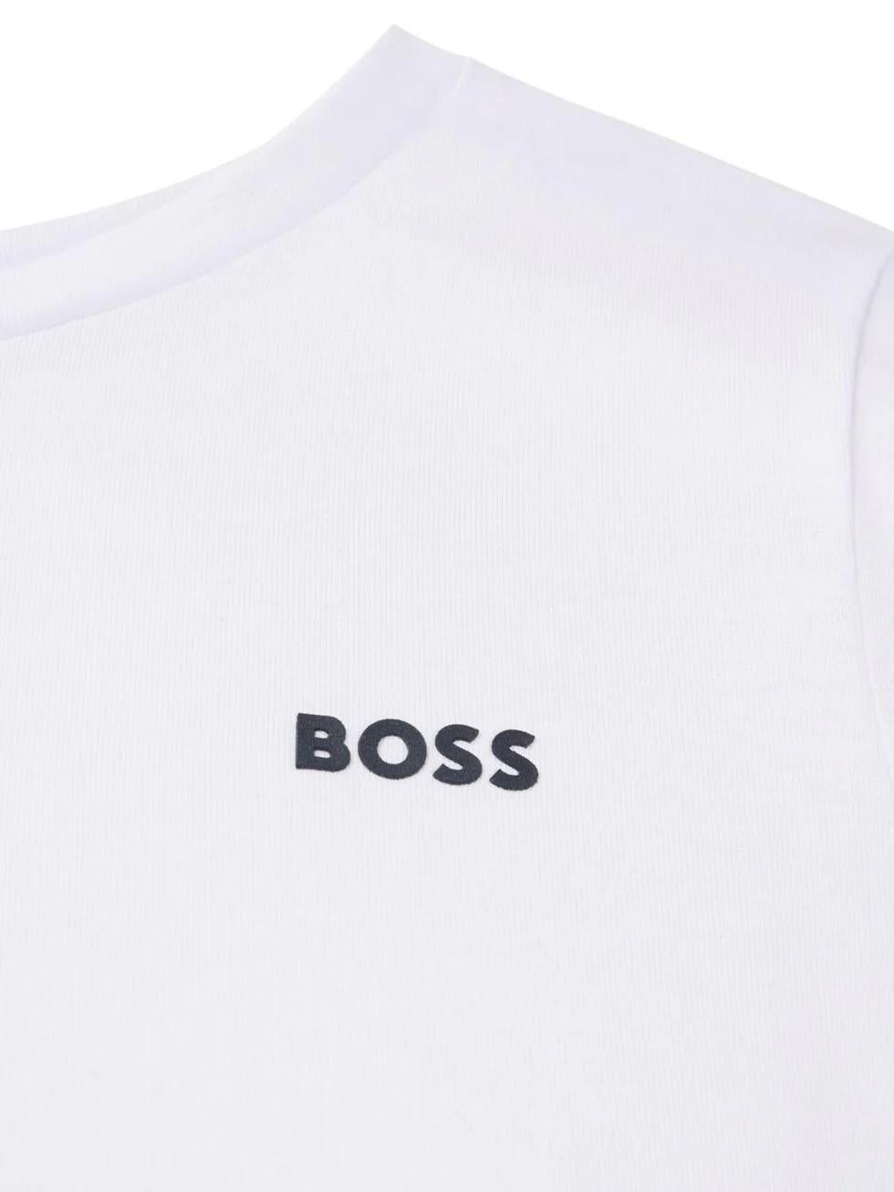 T-shirt da bambino Boss Kids bianca con stampa con logo J25P23 10PA BOSS 