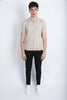 Beige ribbed knit shirt