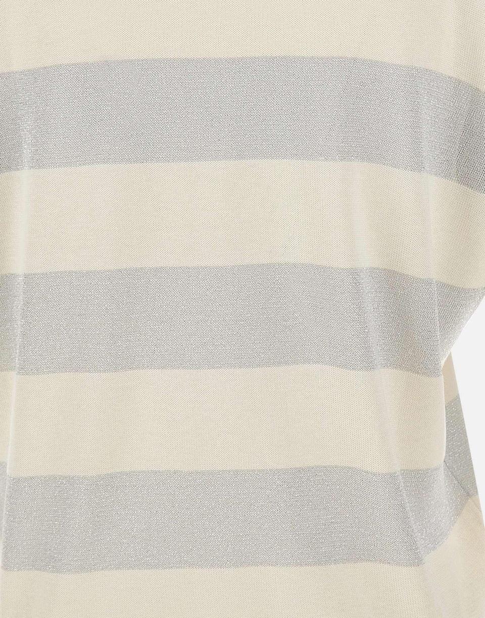 T-shirt in maglia a righe scollo v 57220/23702 005 GRAN SASSO 