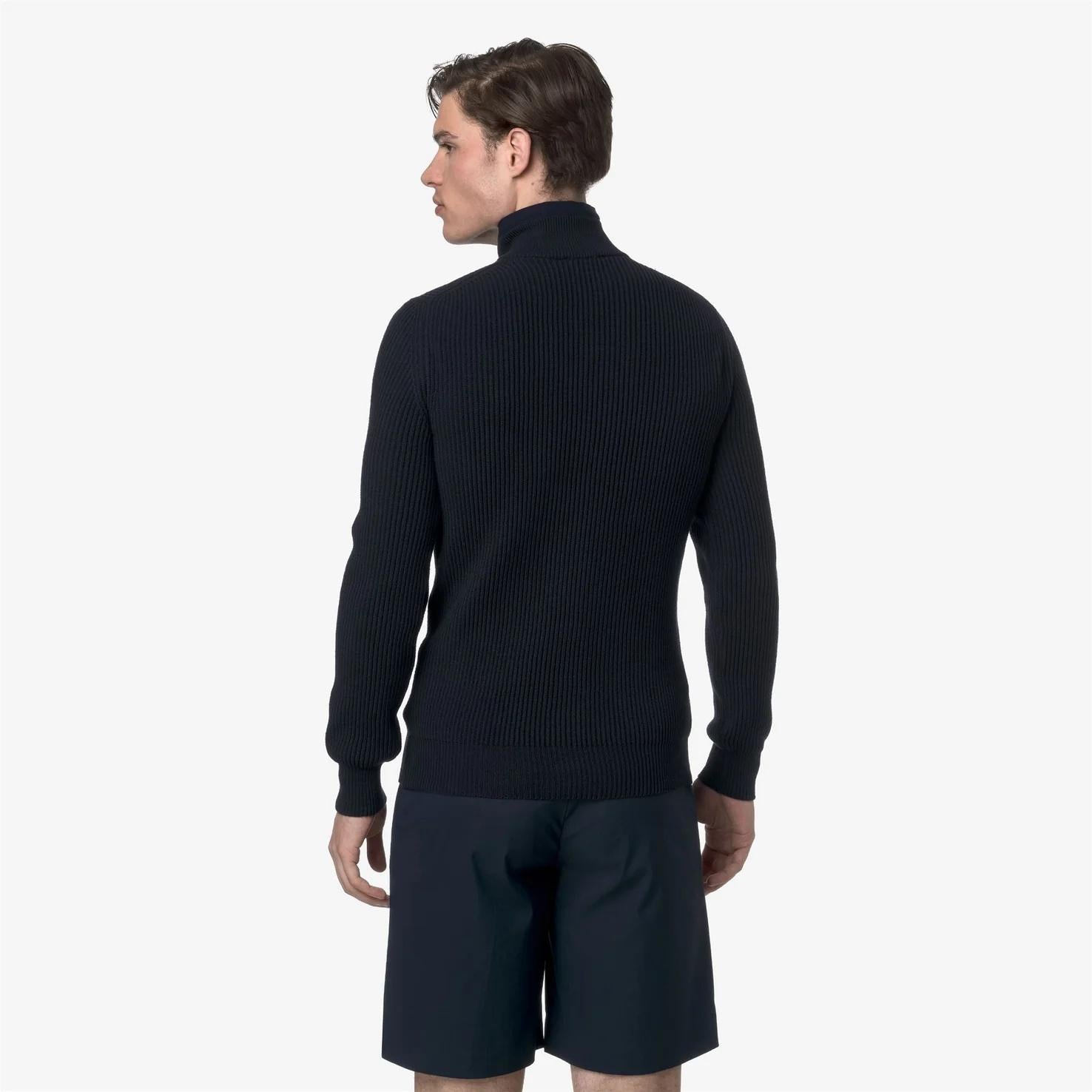 Pullover blu unisex in maglia da golf con mezza zip e dettagli a coste K7141LW K89 K-WAY 