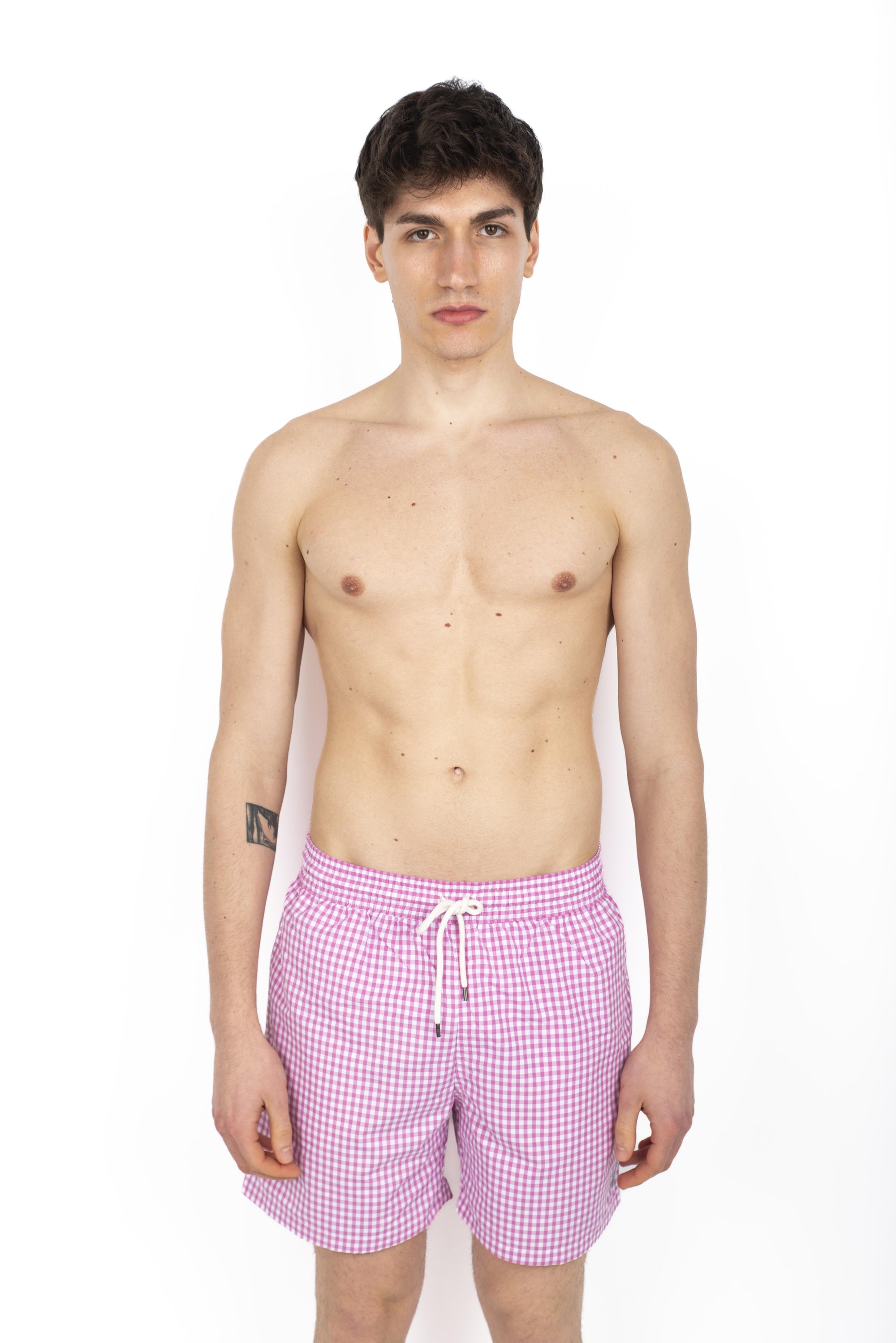 Traveler Swim Short costume boxer rosa con stampa vichy 710823609 010 POLO RALPH LAUREN 