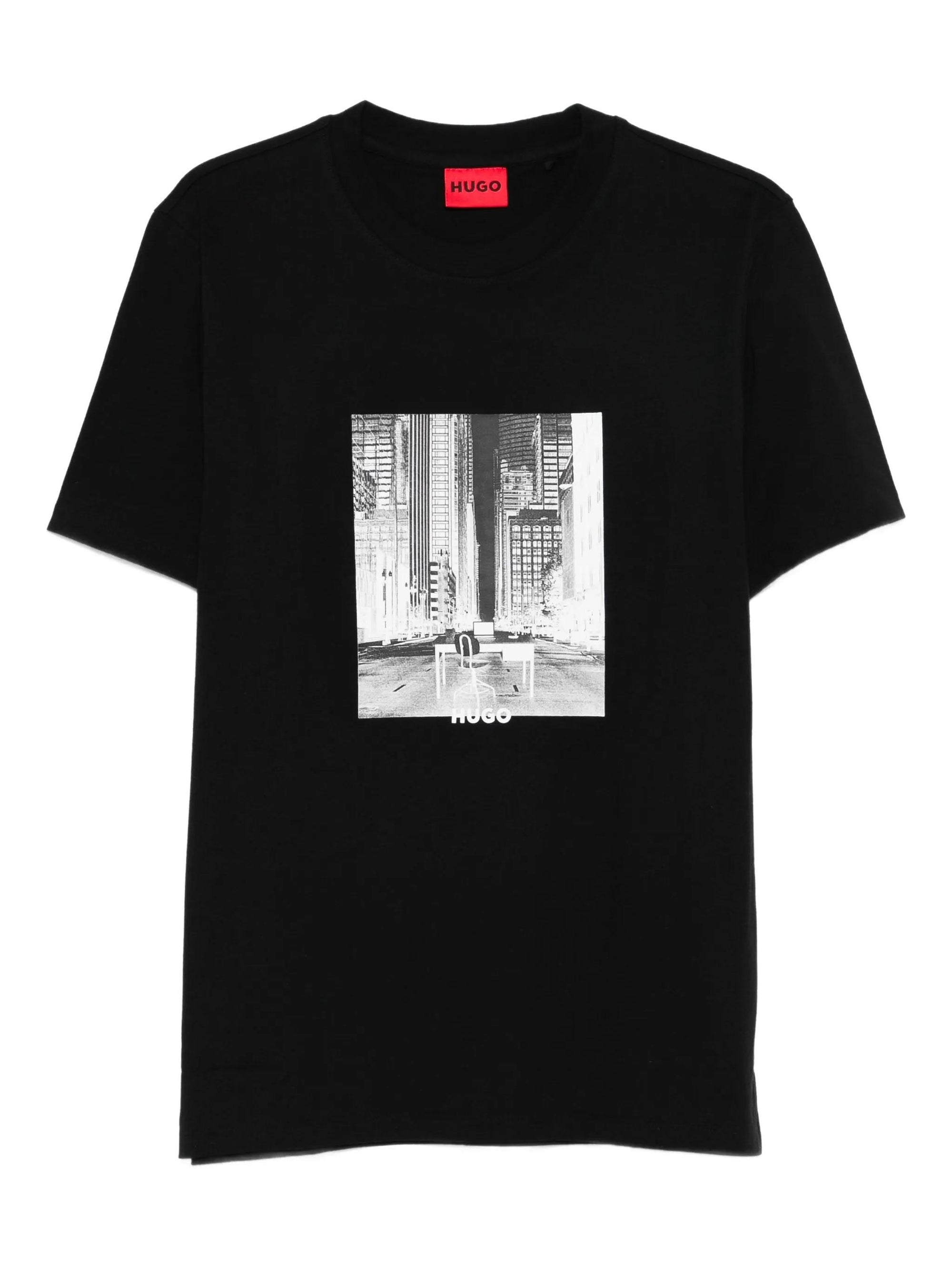 T-shirt in jersey di cotone con stampa grafica 50553755 002 HUGO 