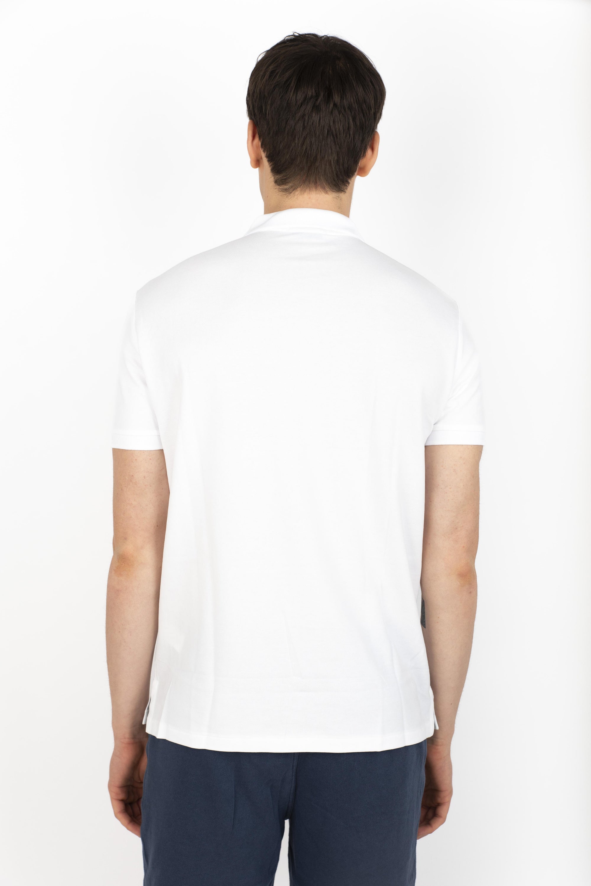 Polo bianca in piqué stretch Custom Slim Fit 710941439 002 POLO RALPH LAUREN 