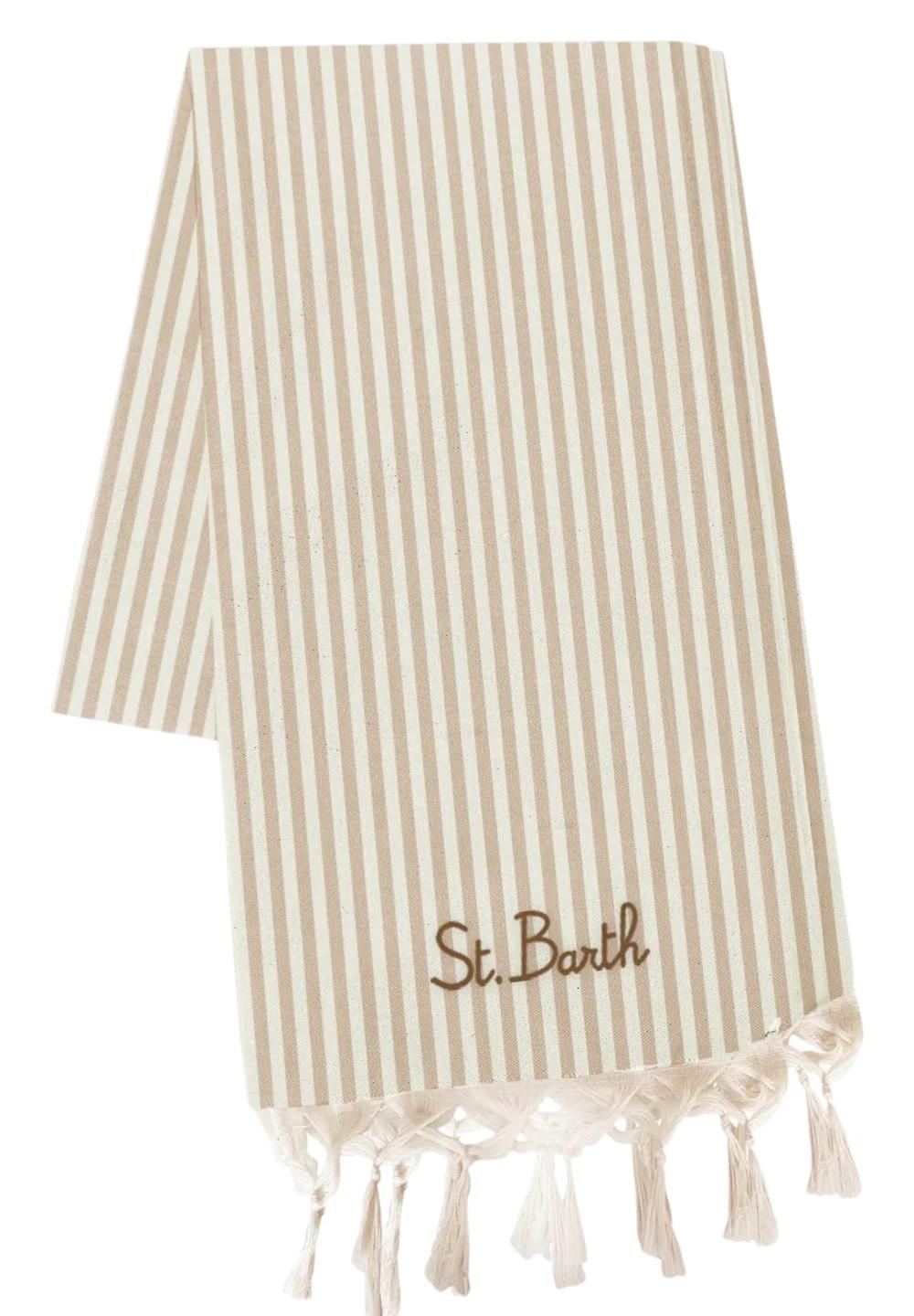 Telo mare a righe con frange FOUL002W 00658L MC2 SAINT BARTH 