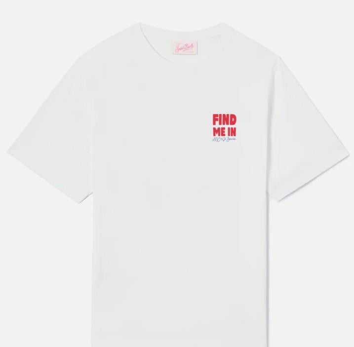 T-shirt Emilie bianca con stampa Find Me in Vacation EMI0001 08058L MC2 SAINT BARTH 