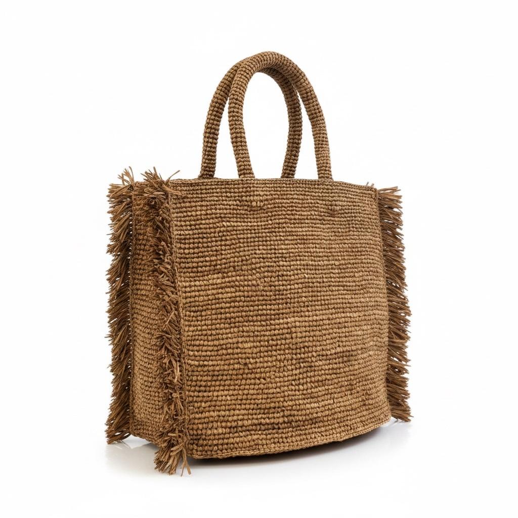 Borsa Colette in raffia con frange laterali COL0026 00452L MC2 SAINT BARTH 
