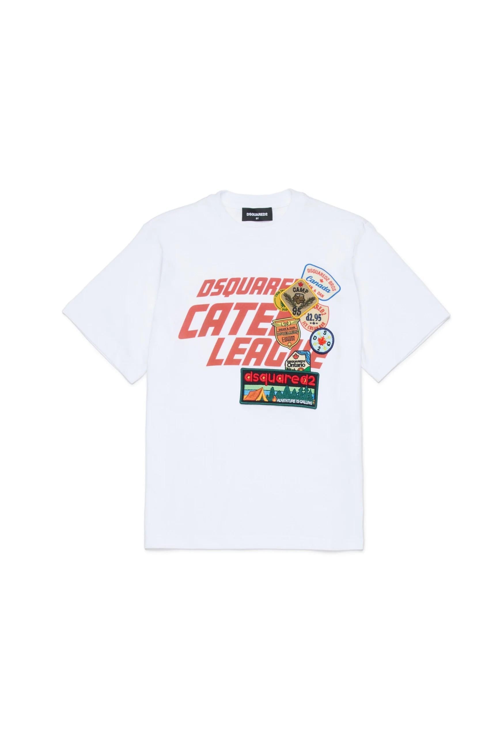 T-shirt con logo e applicazioni patch DQ3165D0ACD DQ100 DSQUARED2 