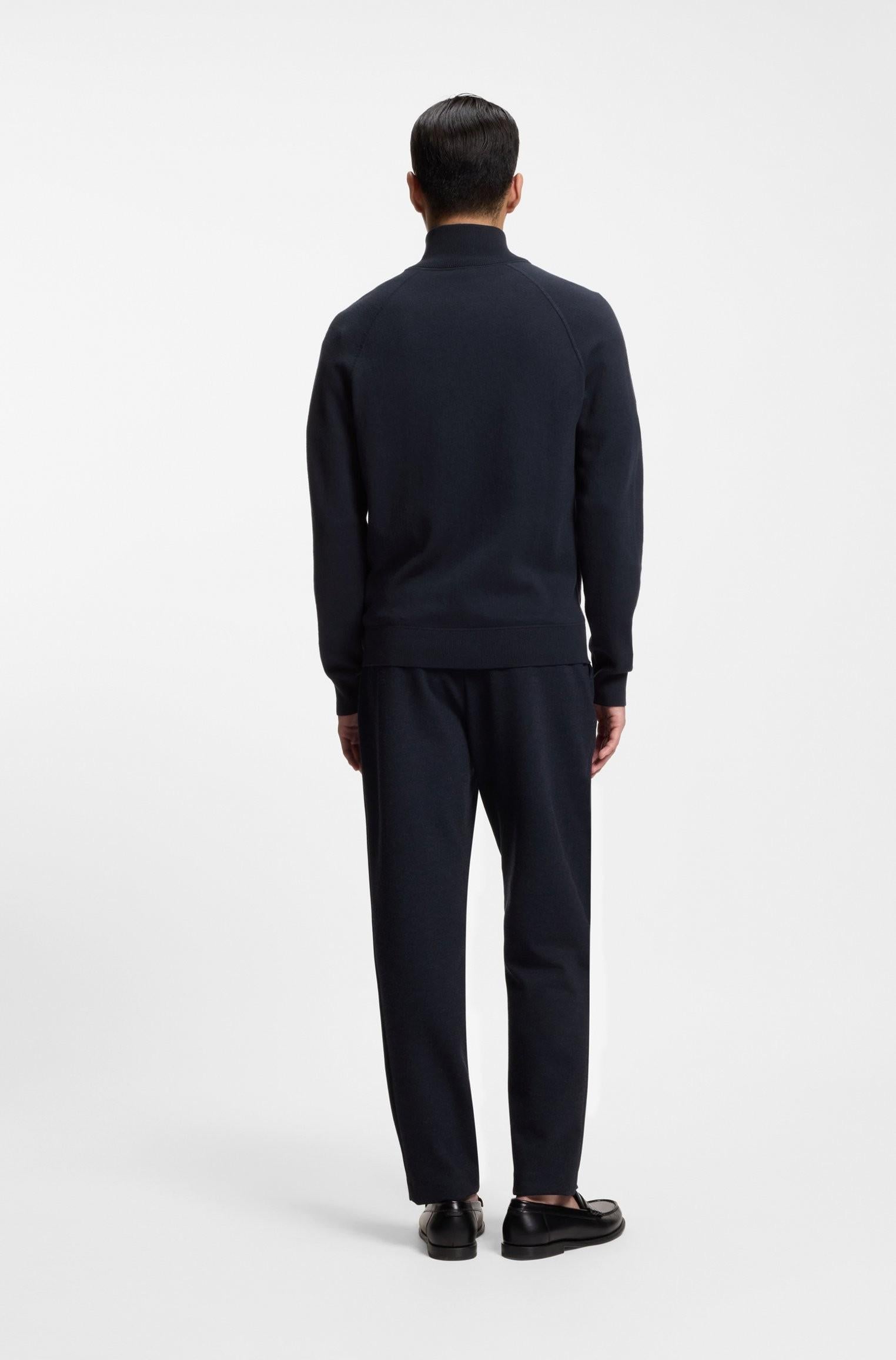 Cardigan in cotone e lana vergine con zip 50543150 404 BOSS 