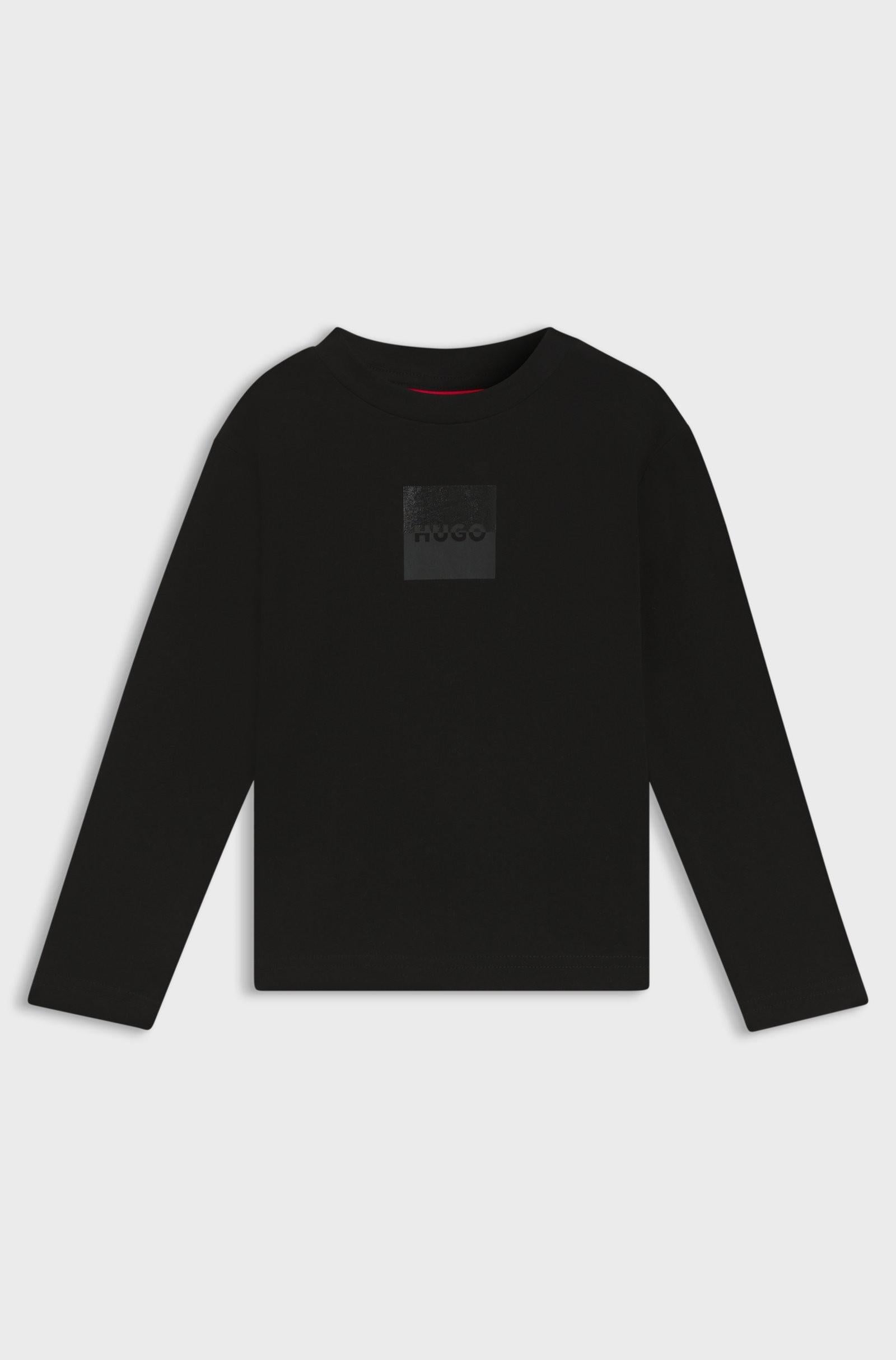 Maglia a maniche lunghe in cotone con logo spezzato G00437 09B HUGO 