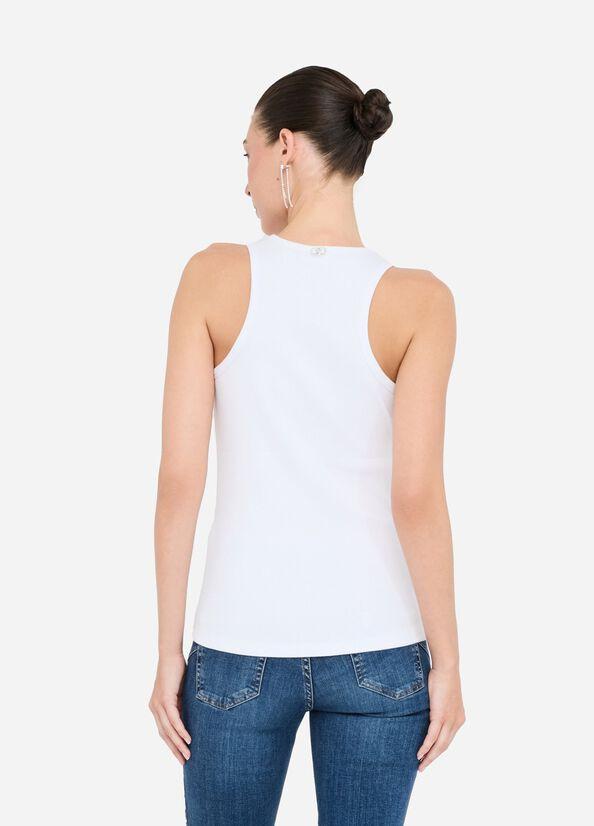 Top con applicazioni gioiello MF5447J4822 P9125 LIU JO WHITE2 