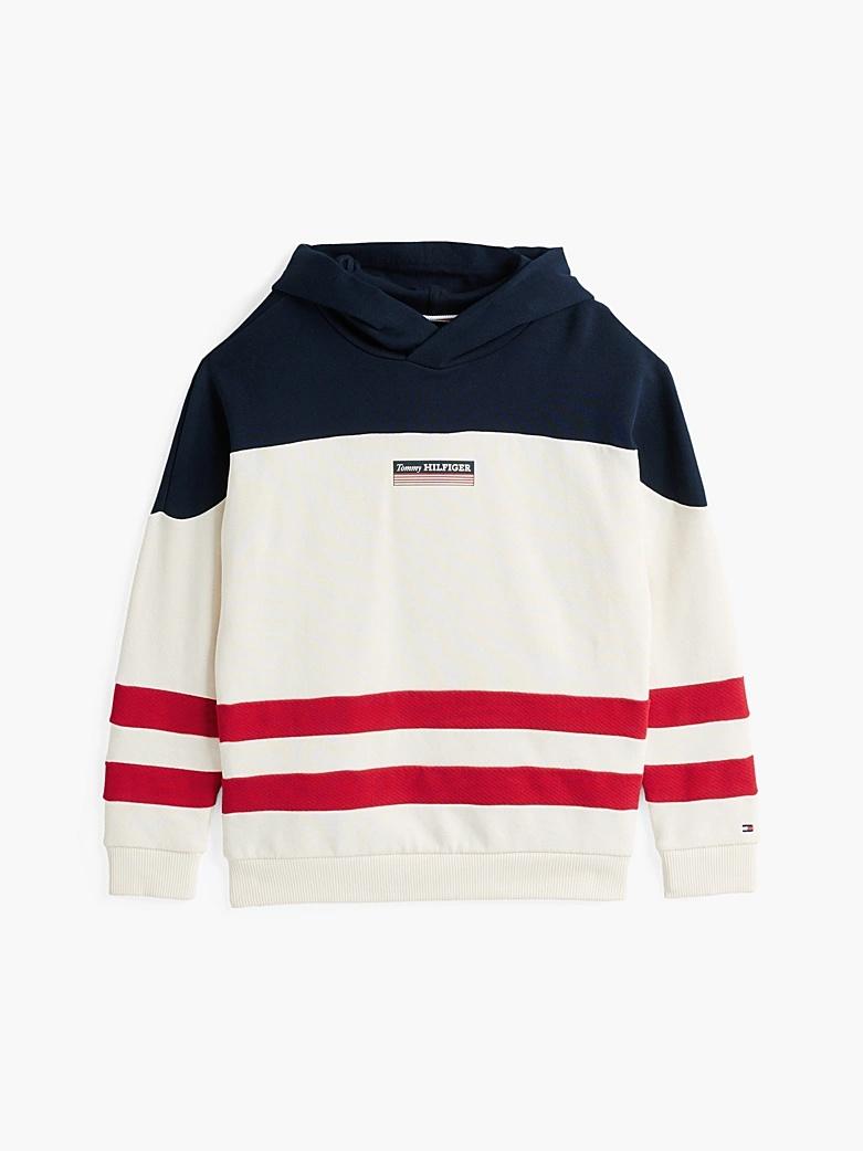 Felpa color block con righe e cappuccio KB0KB09584T AEF TOMMY HILFIGER 
