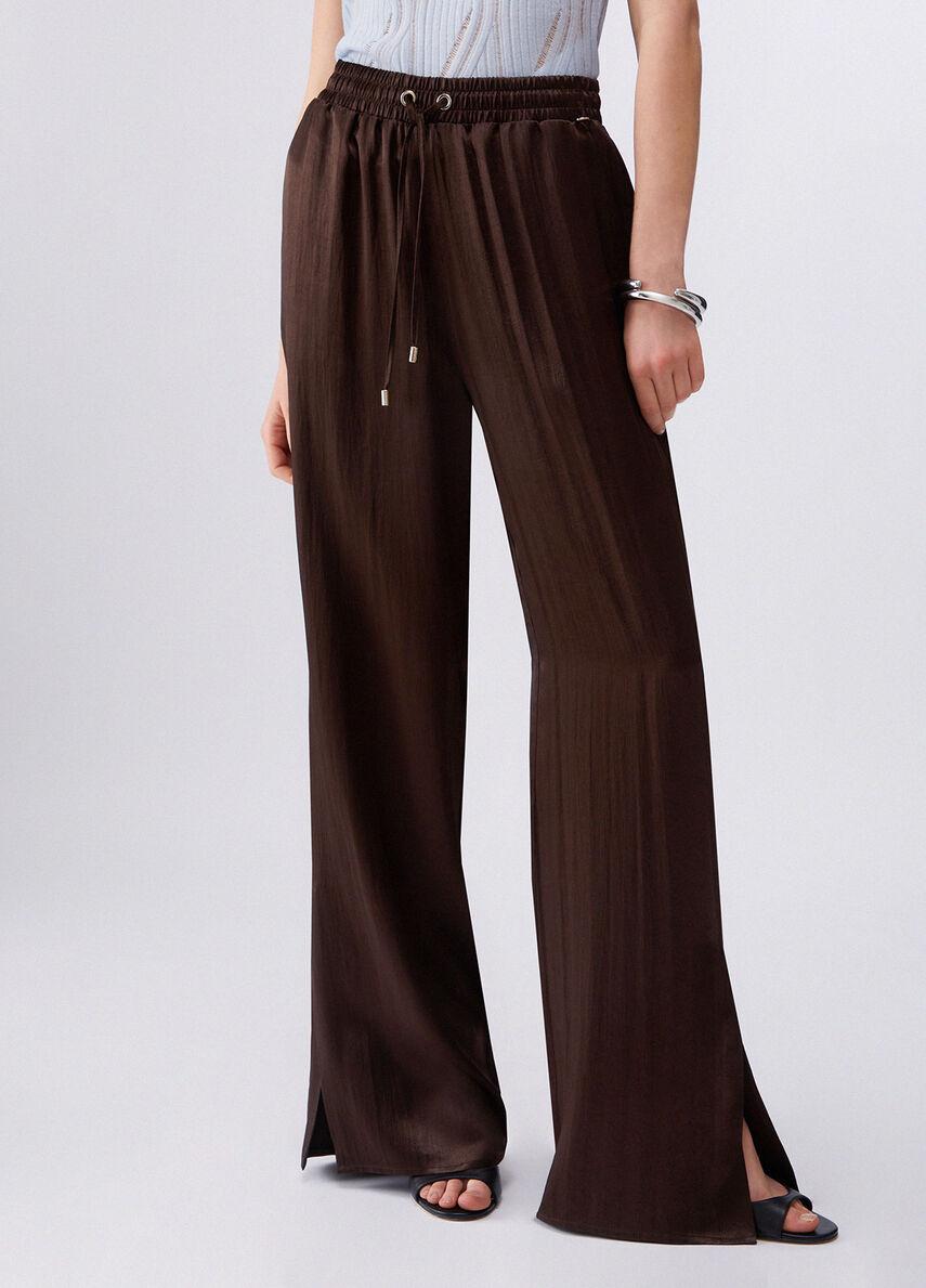 Pantaloni in raso con spacchetti CA6147T450A P9576 LIU JO BLACK 
